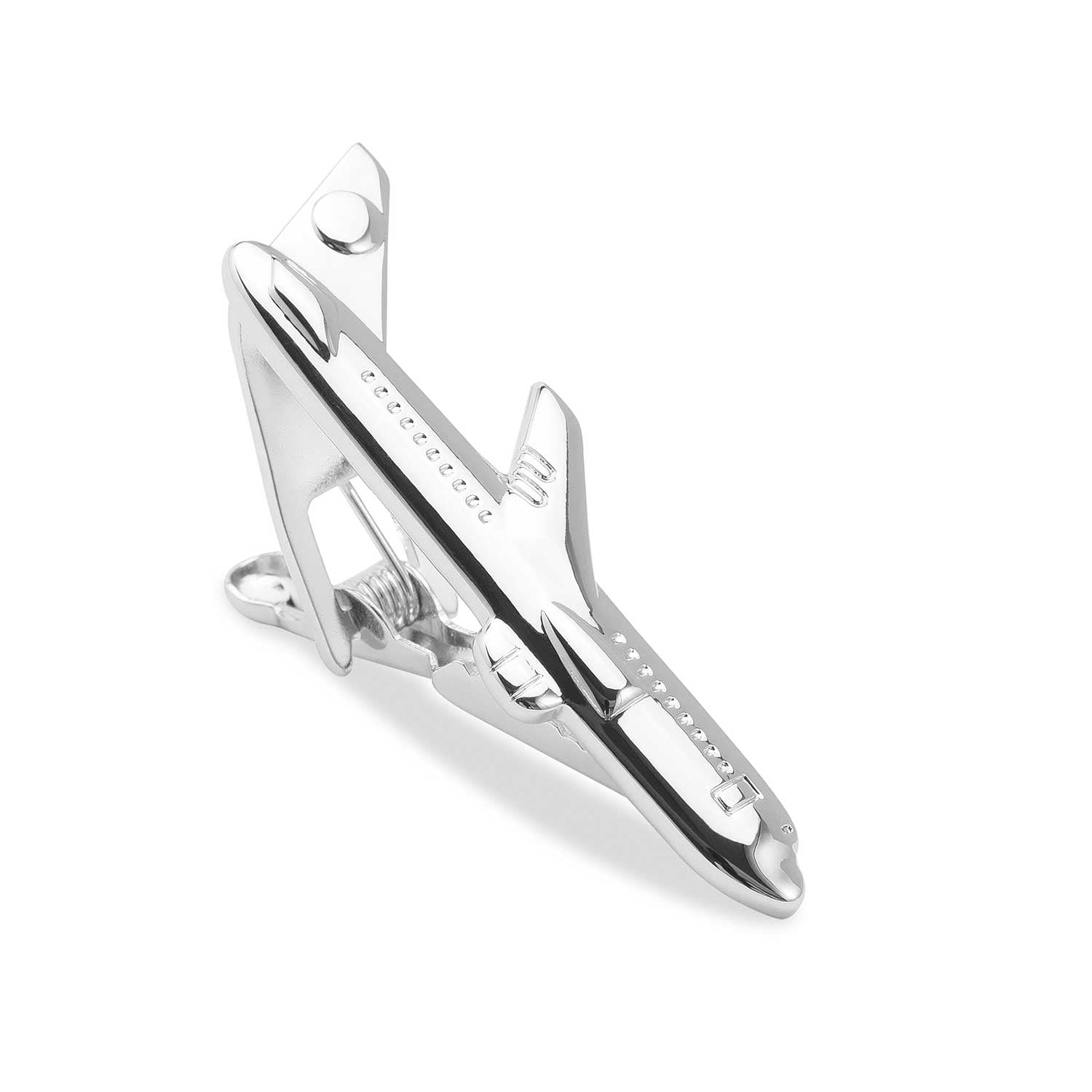 Silver Airplane Tie Bar