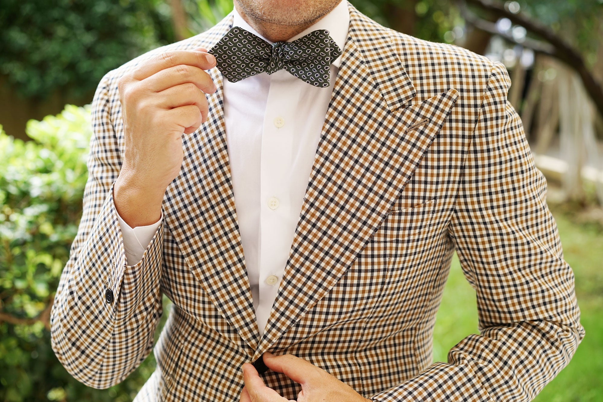 Forest Green Paisley Diamond Self Bow Tie