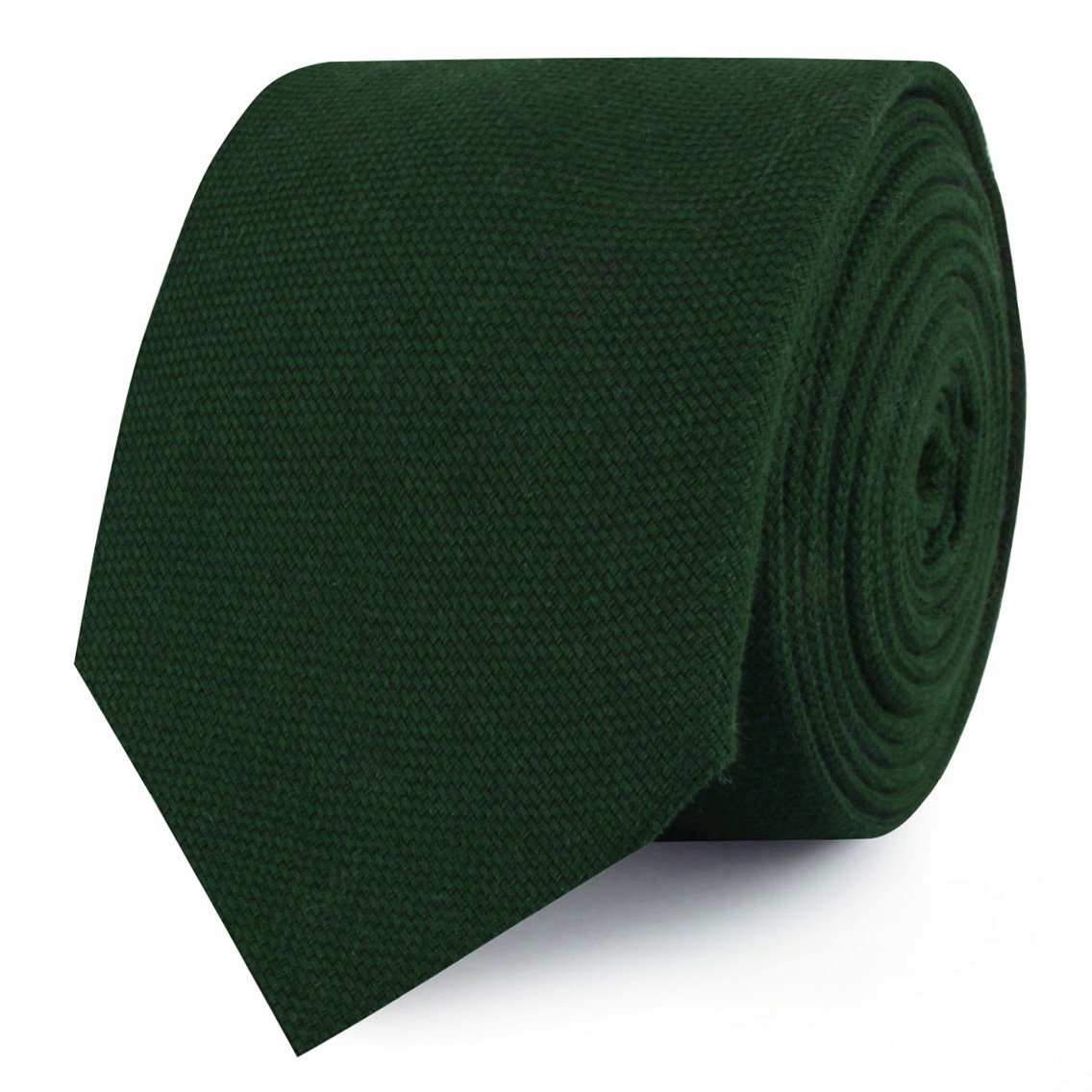 Dark Emerald Green Linen Skinny Tie