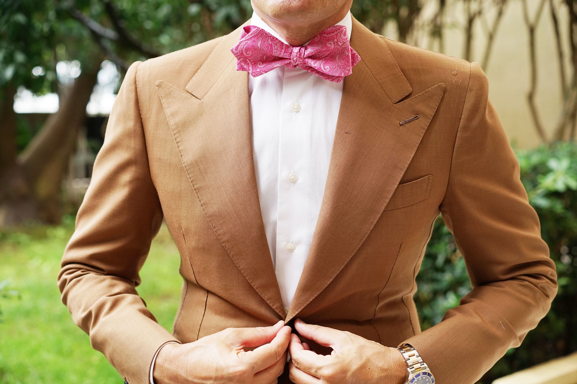 Paisley Pink Self Tie Diamond Tip Bow Tie