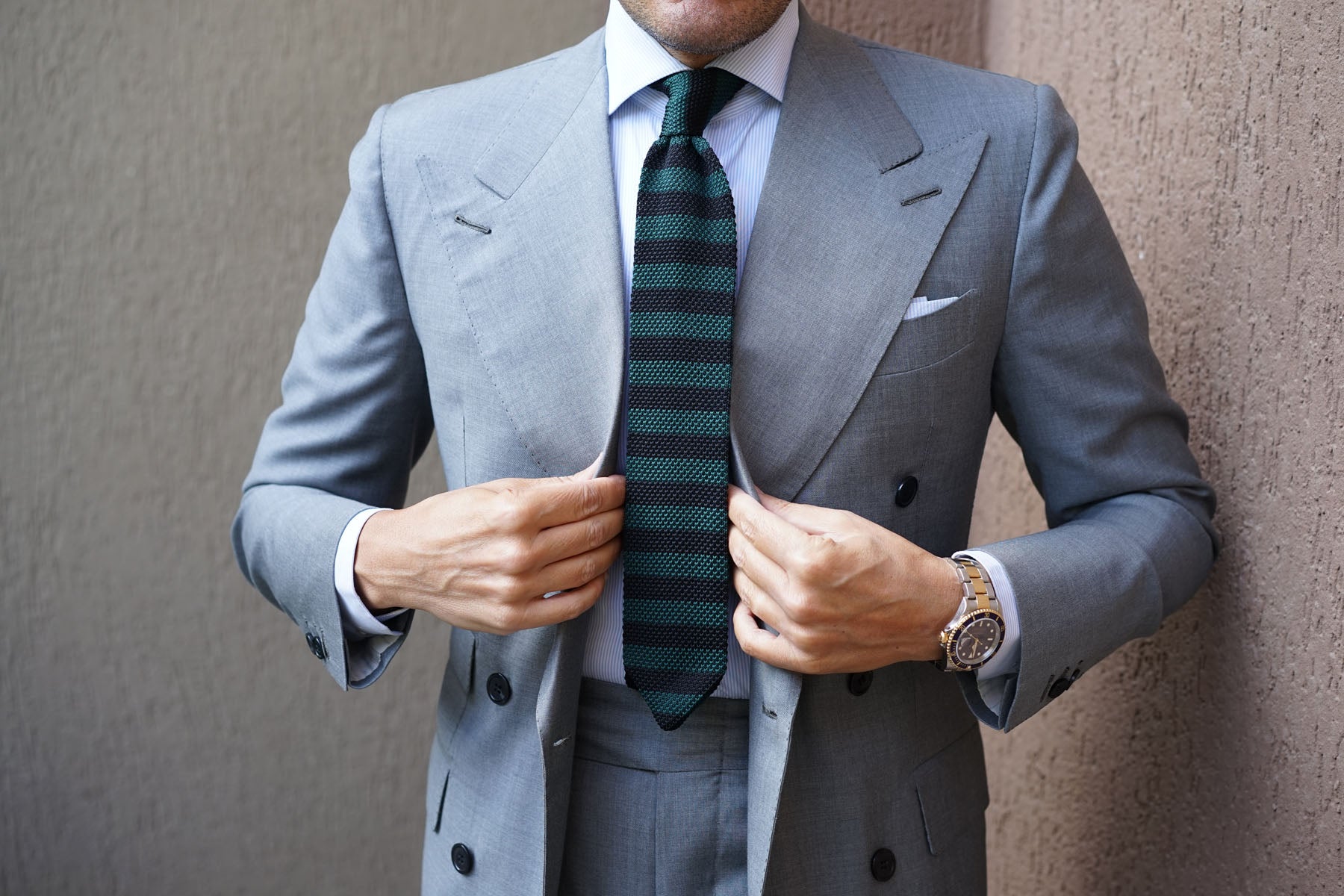 Green Mamba Striped Knitted Tie