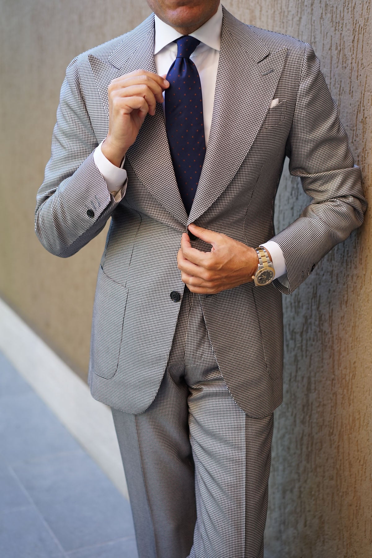 Navy Blue with Brown Polka Dots Necktie