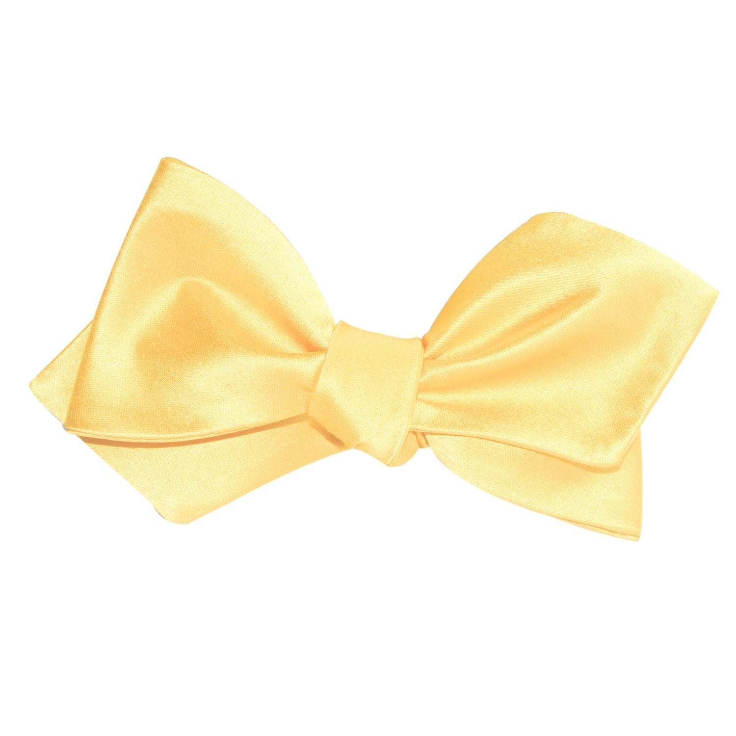 Light Yellow Satin Self Tie Diamond Tip Bow Tie