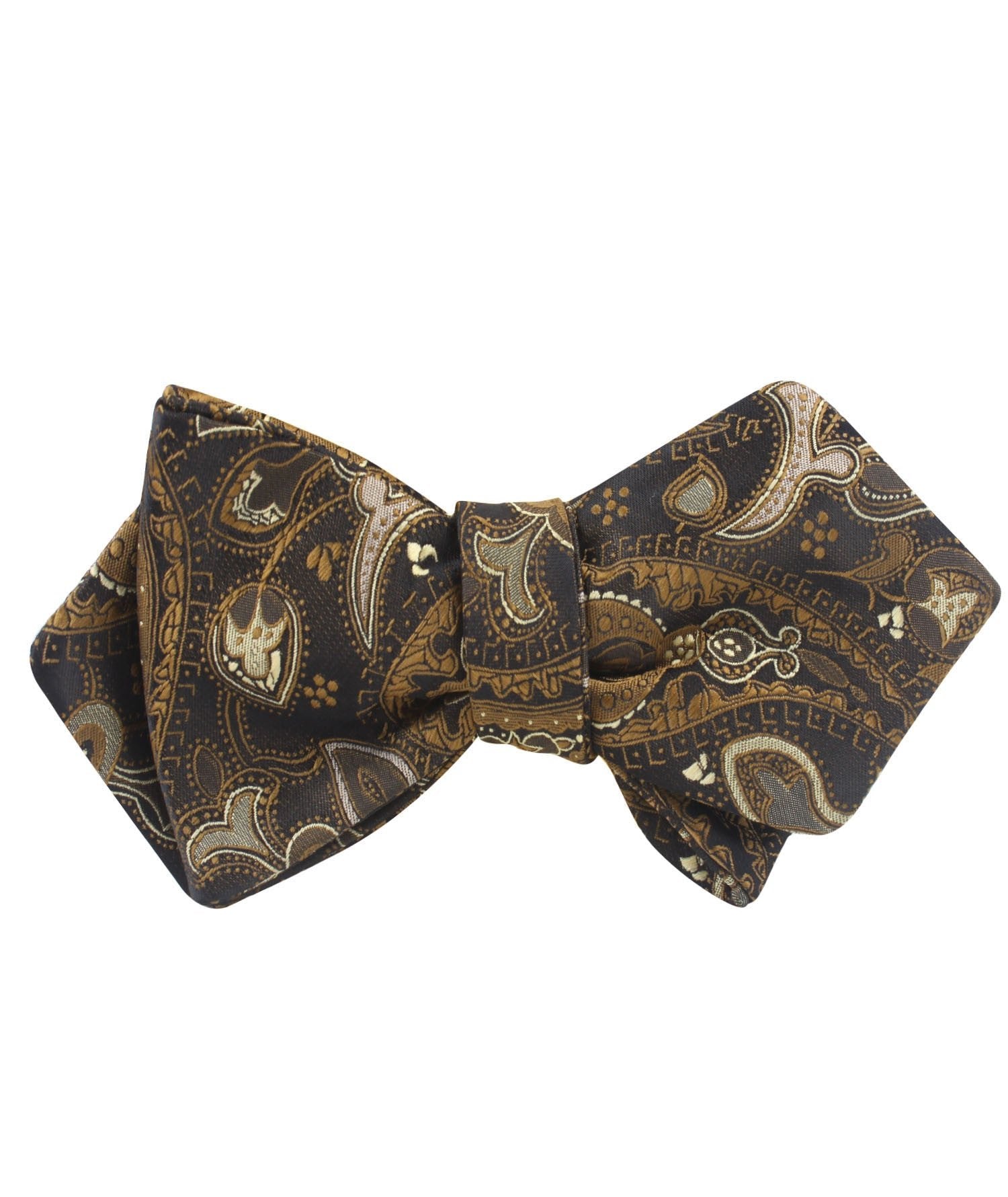 Persian Paisley Brown Diamond Self Bow Tie