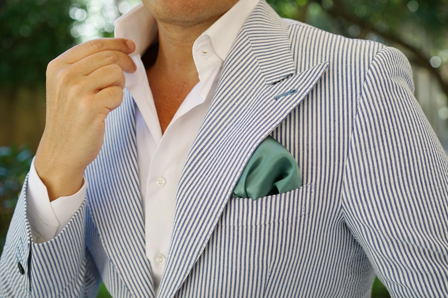 Viridian Green Satin Pocket Square