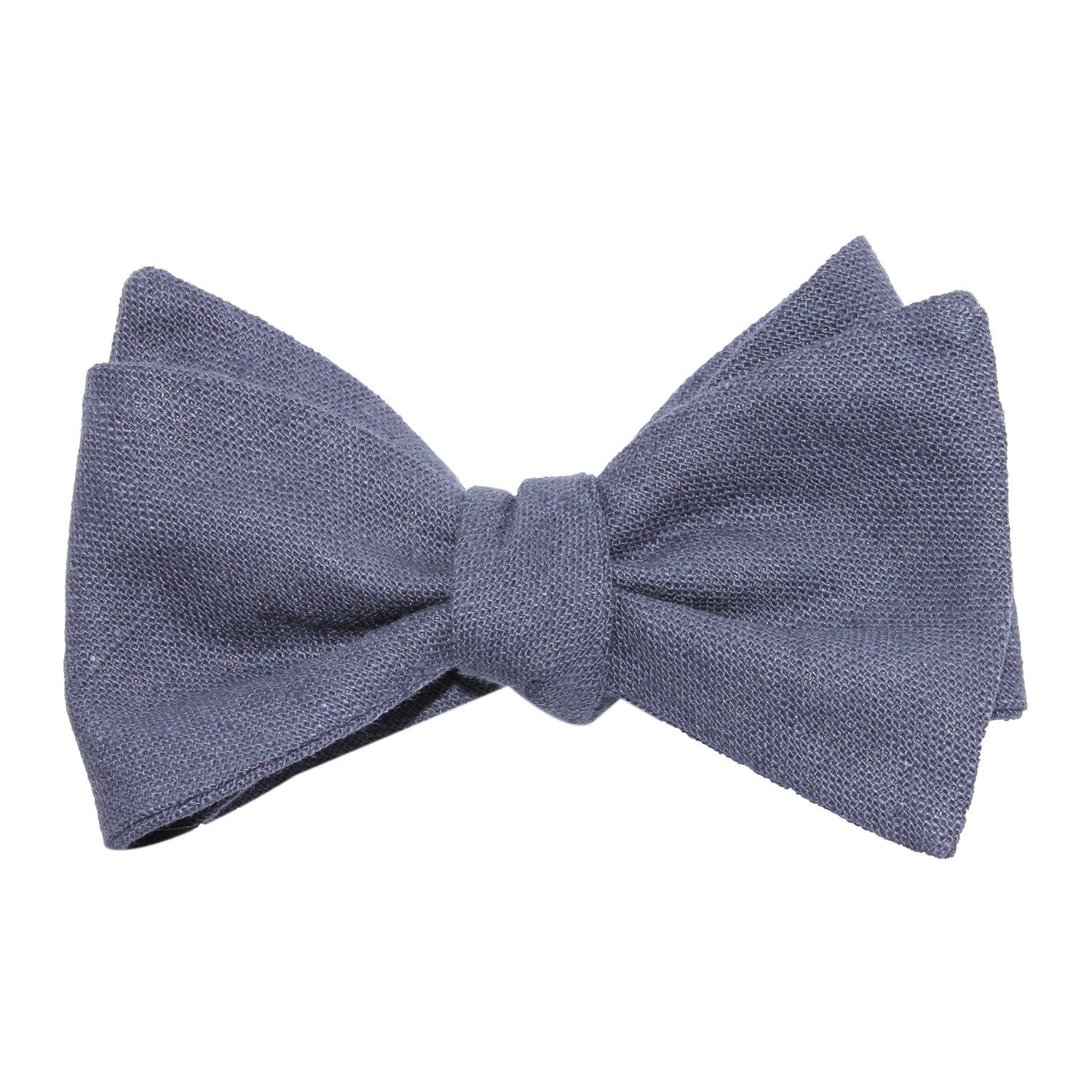 Navy Blue Slub Linen Self Tie Bow Tie