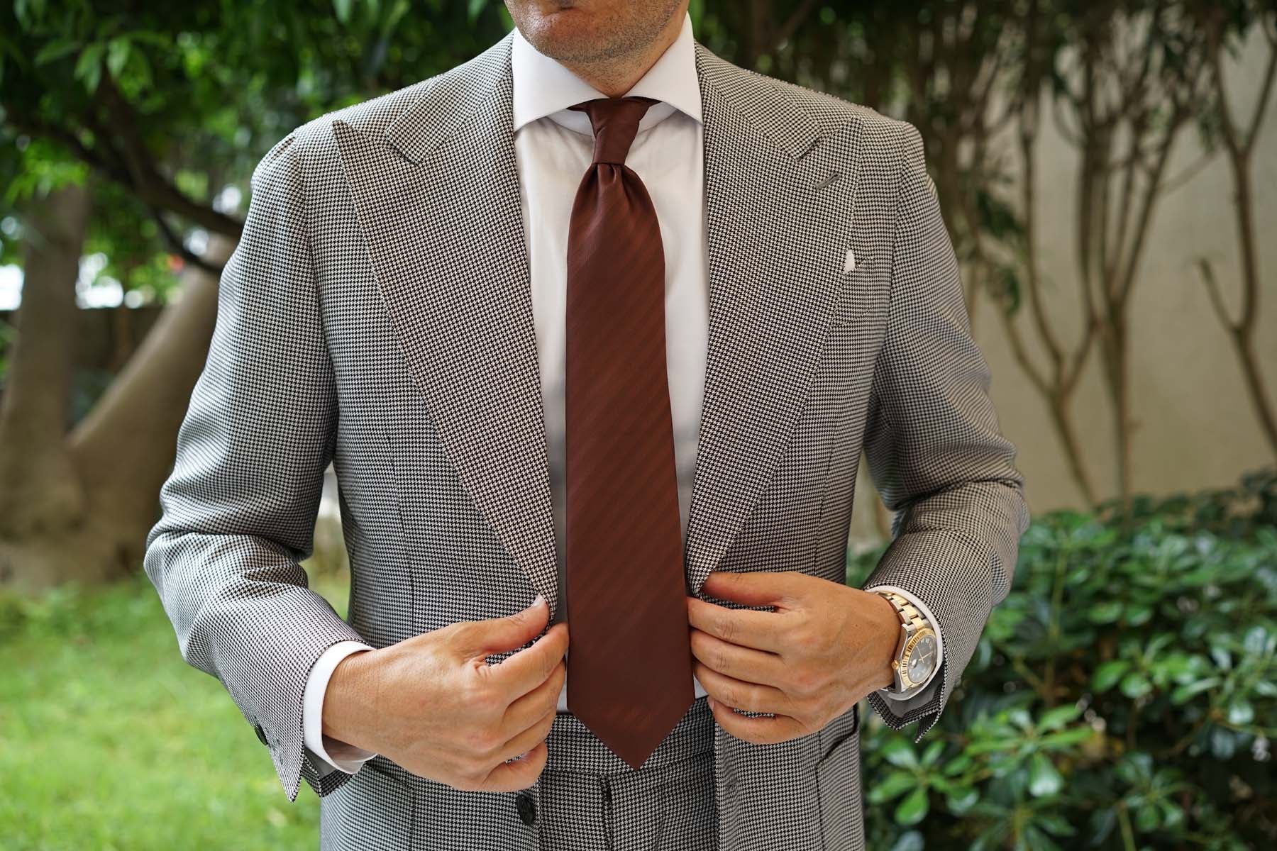 Cinnamon Brown Striped Necktie