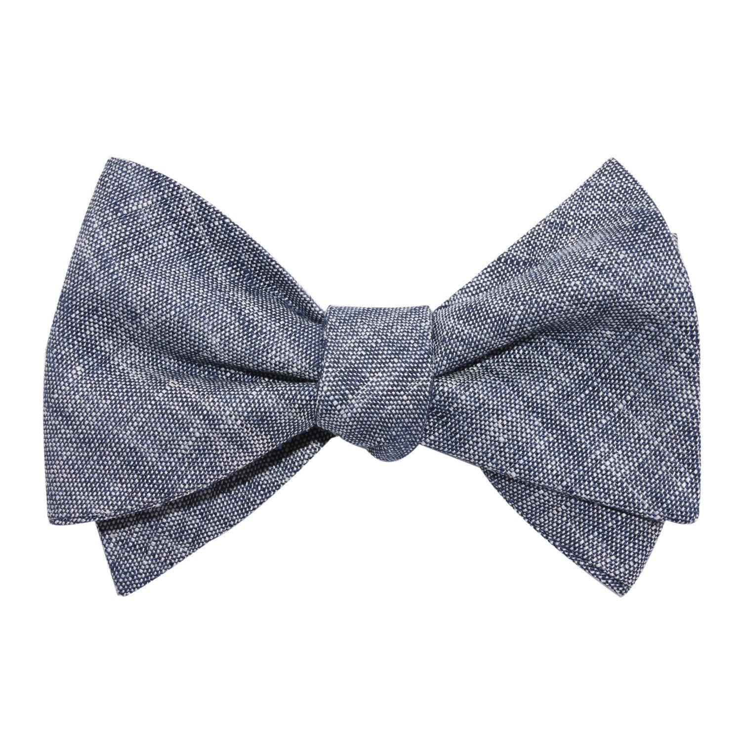 Navy Blue Linen Chambray Self Tie Bow Tie