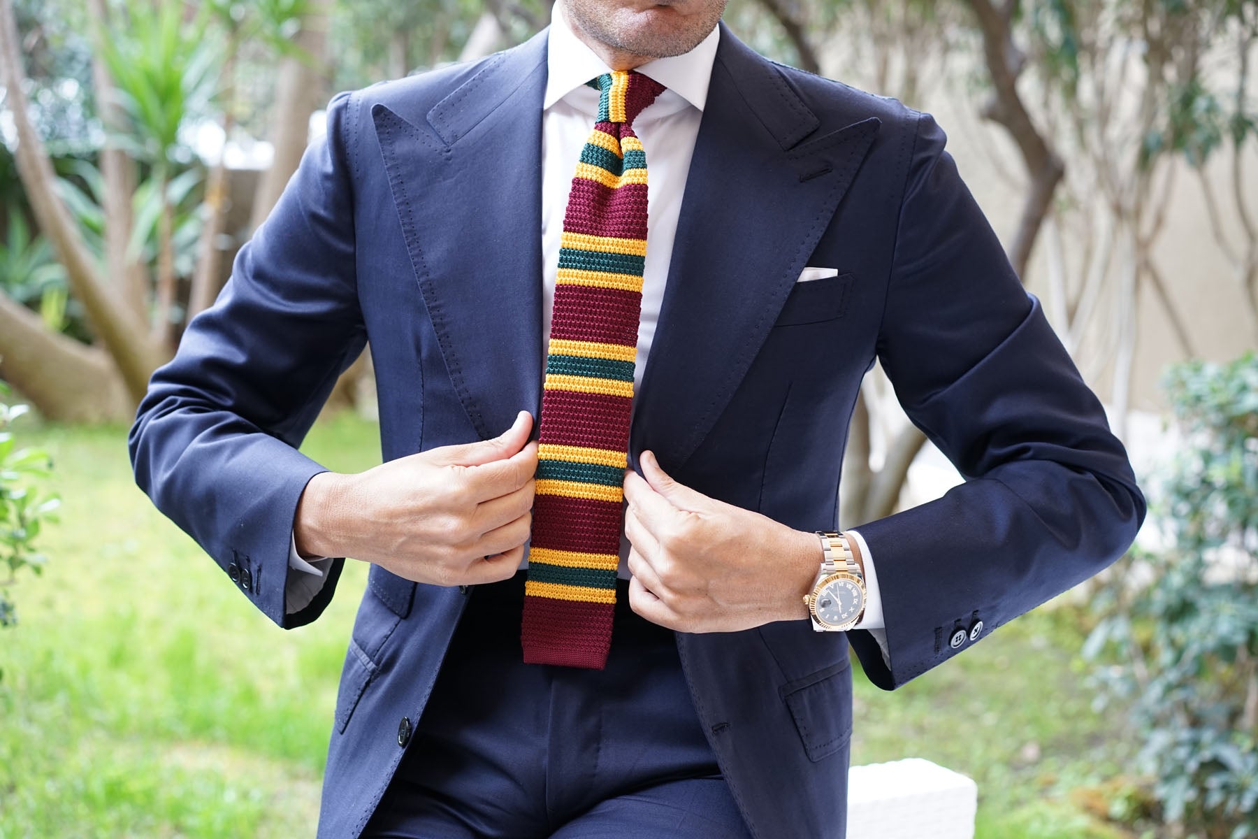 Gable Maroon Striped Knitted Tie