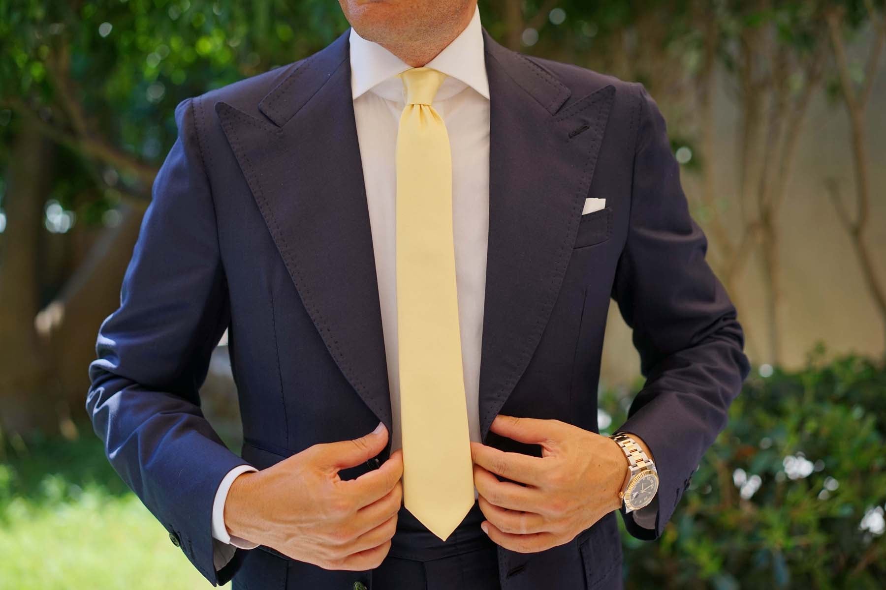 Canary Blush Yellow Weave Skinny Tie