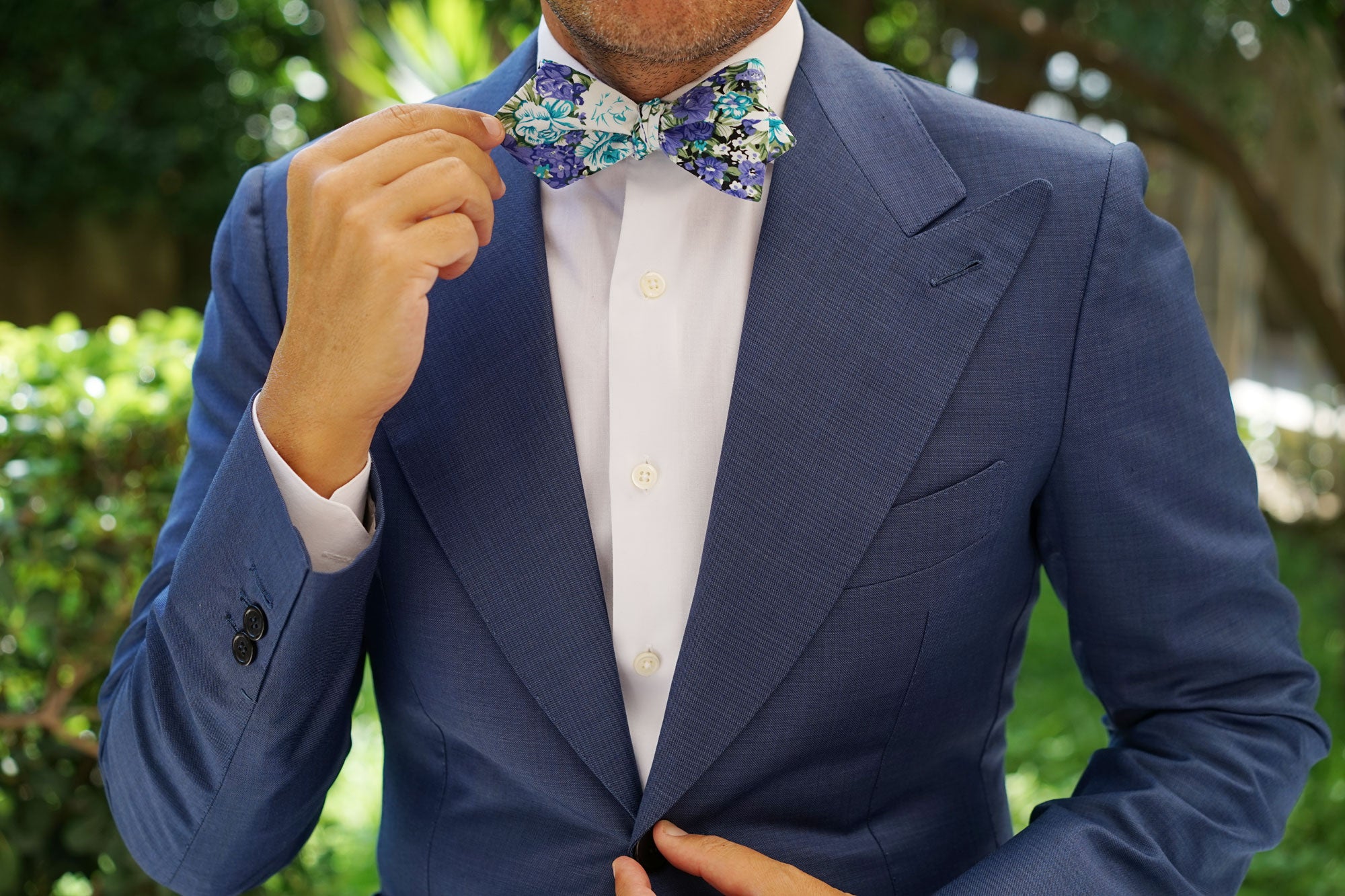 Pianosa Purple Floral Diamond Self Bow Tie