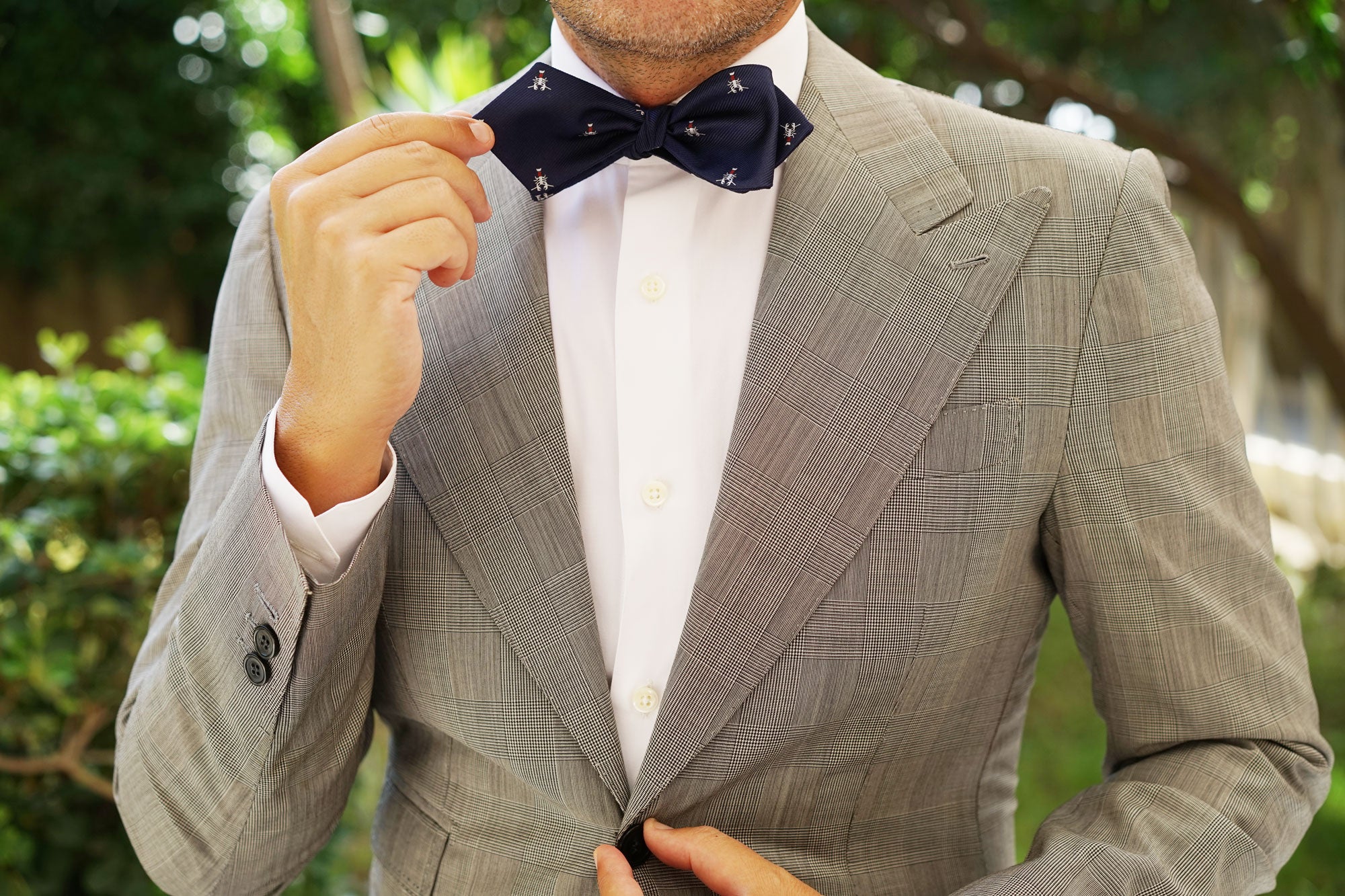 Navy Blue Lobster Self Tie Diamond Tip Bow Tie