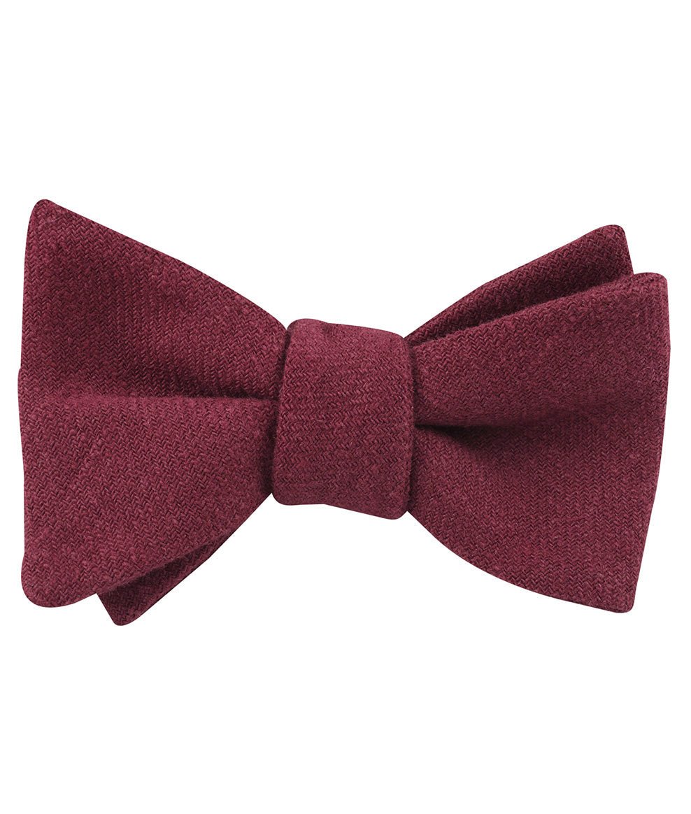 Chianti Maroon Linen Self Bow Tie