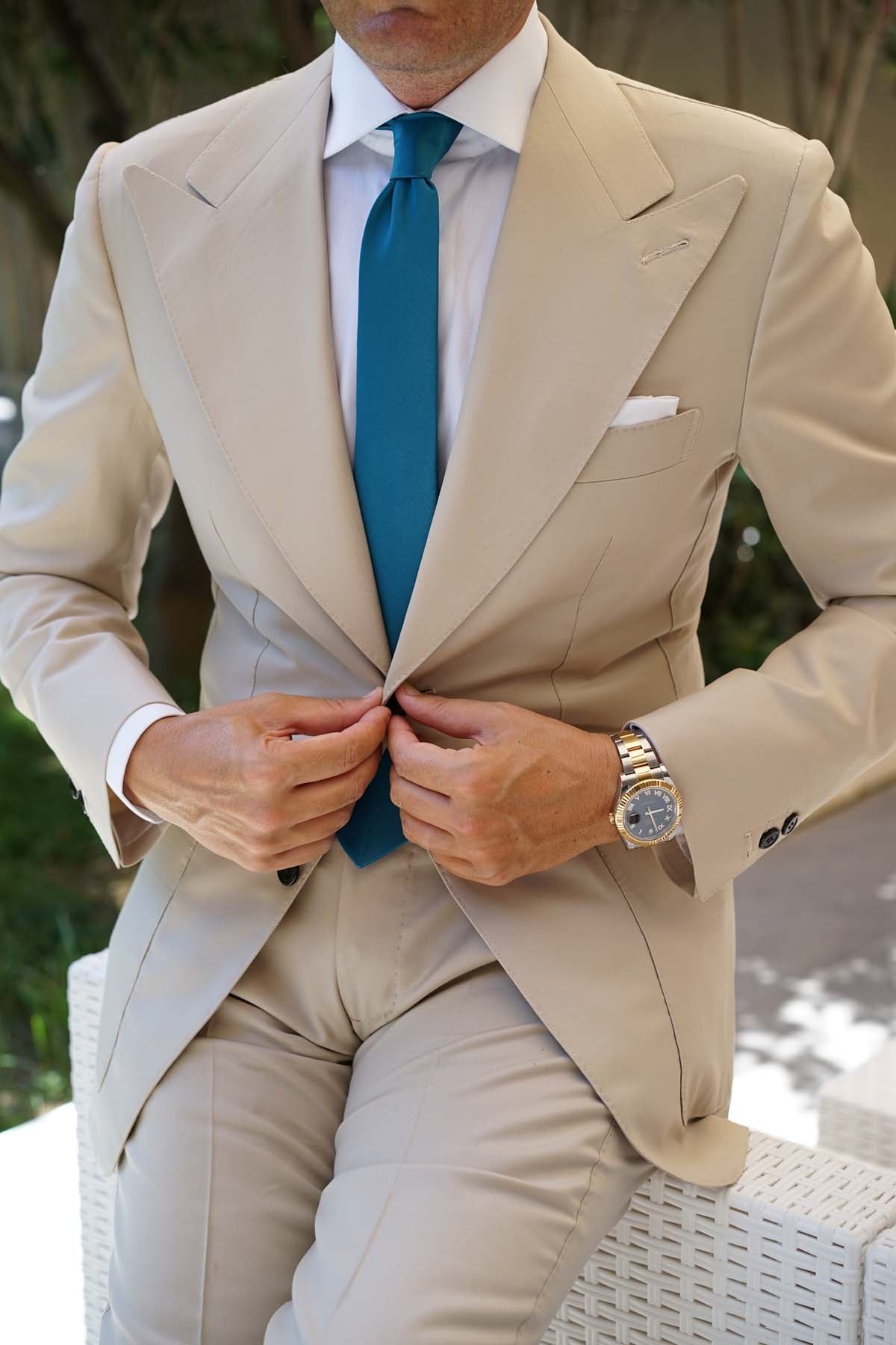 Oasis Teal Satin Skinny Tie