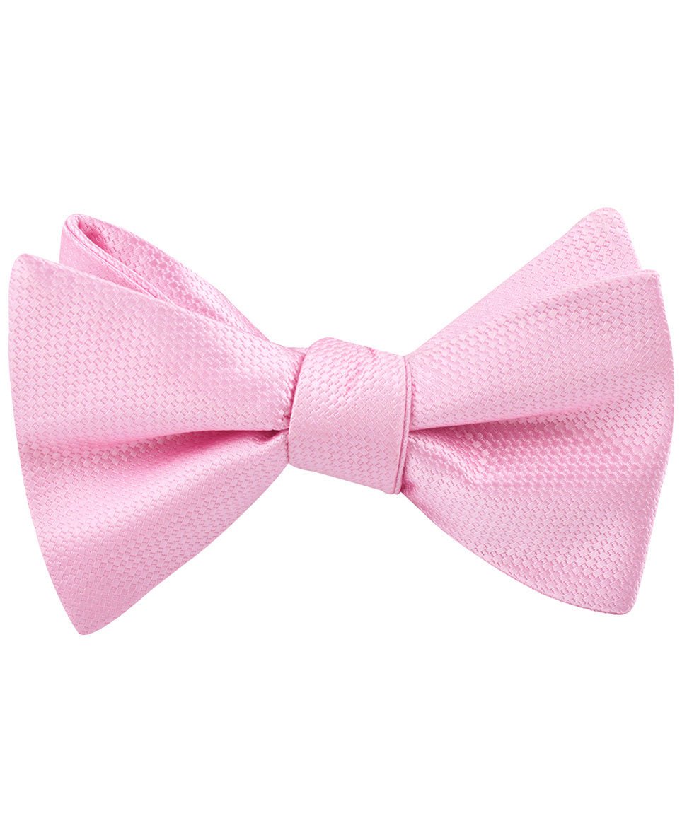 Peony Pink Basket Weave Self Bow Tie