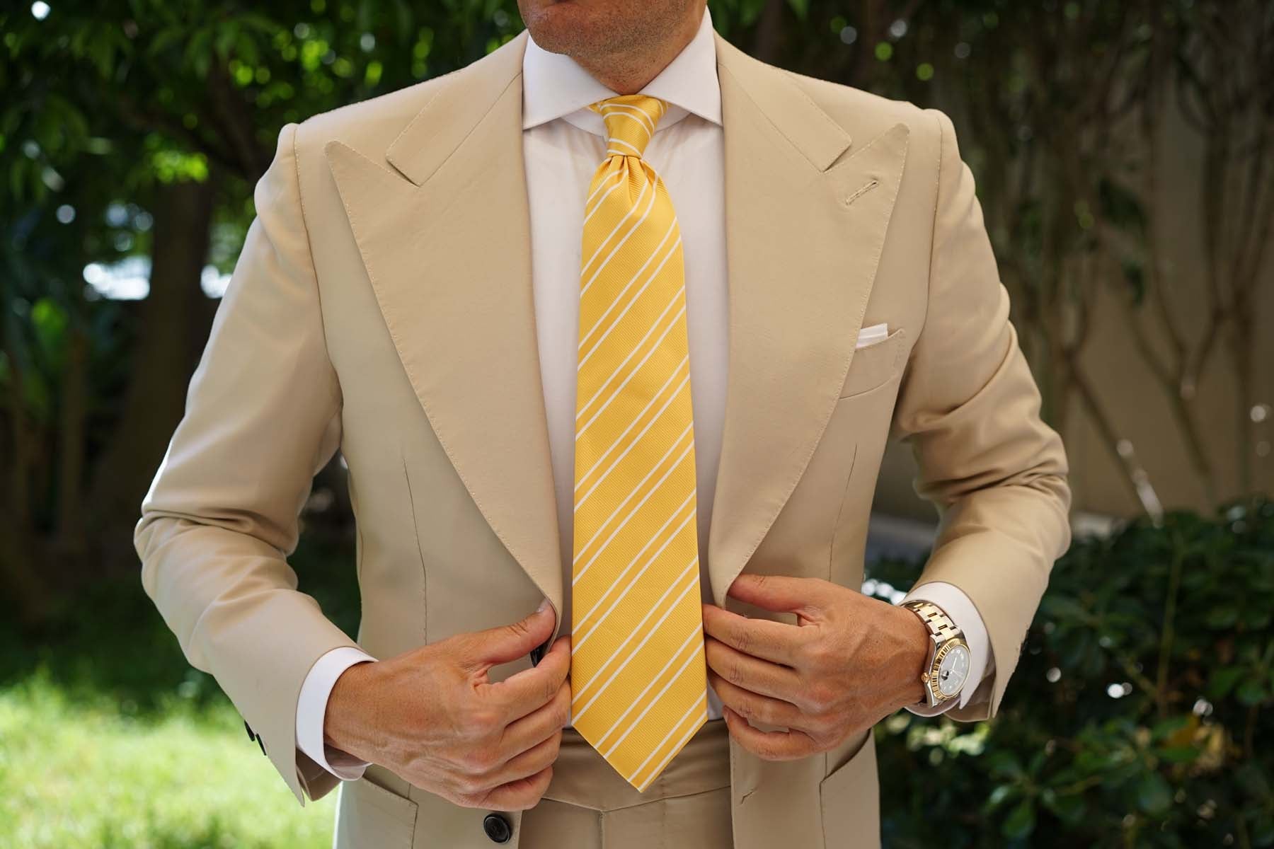 Sunflower Yellow Double Stripe Necktie