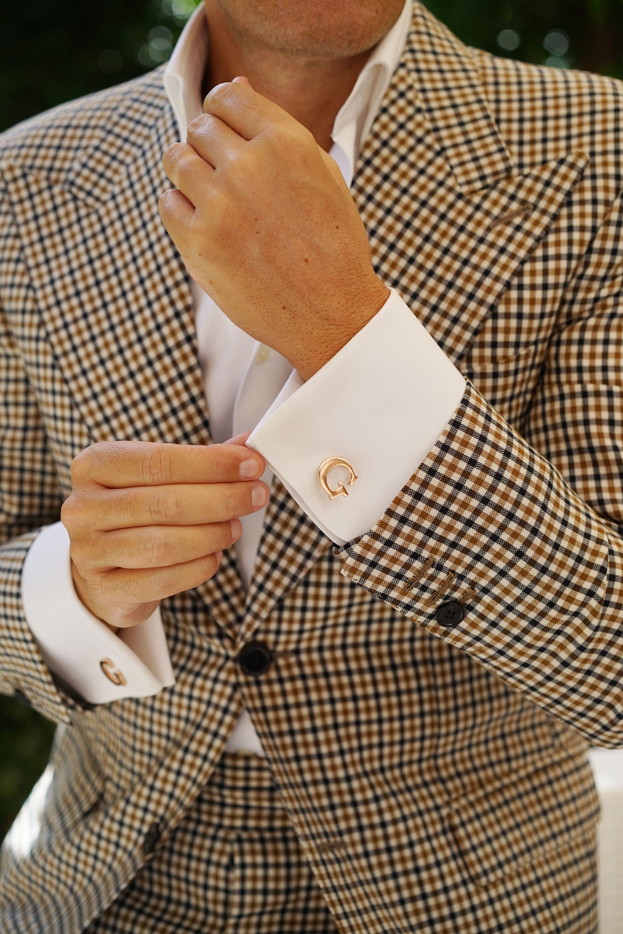 Rose Gold Letter G Cufflinks