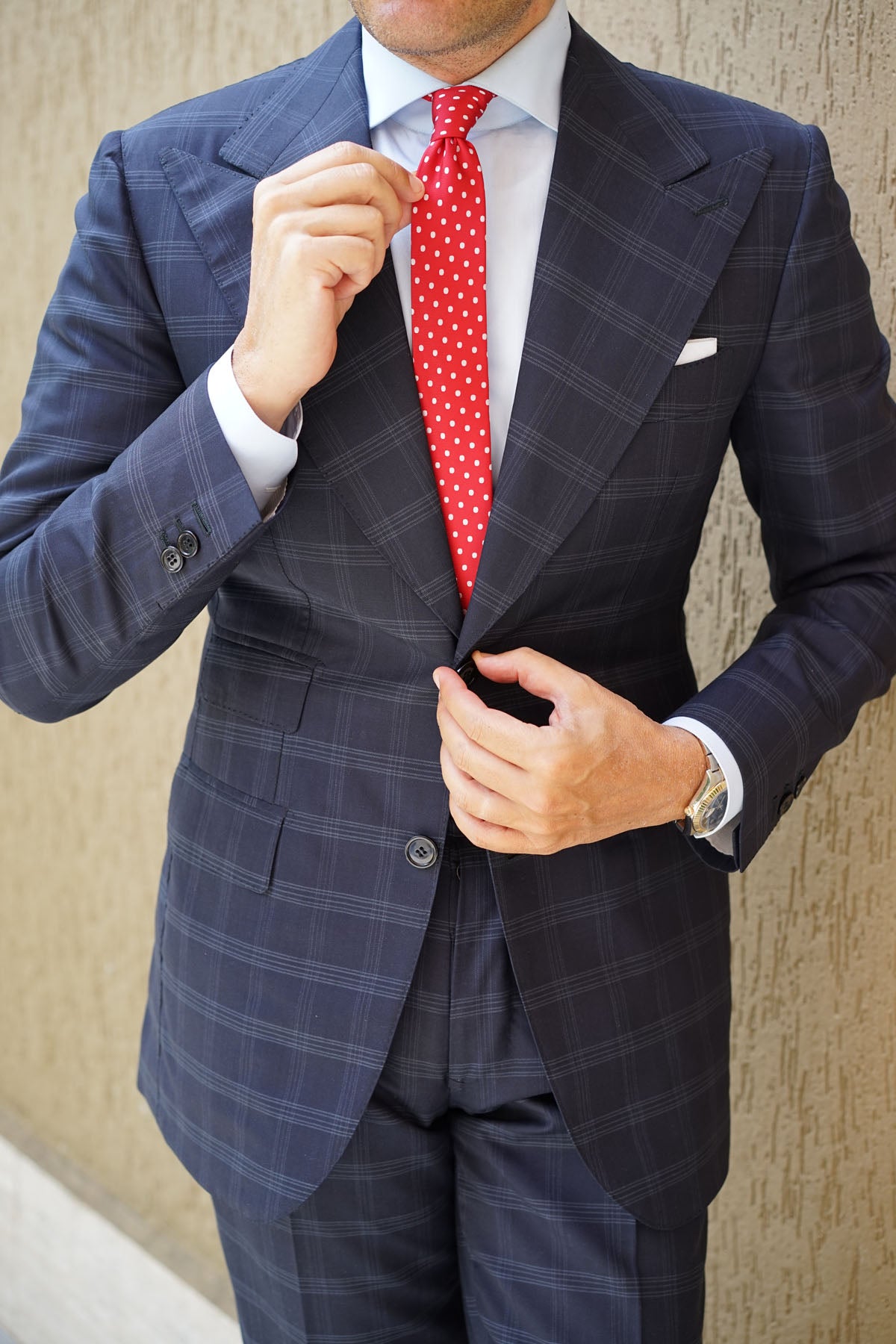 Royal Red Polka Dots Skinny Tie