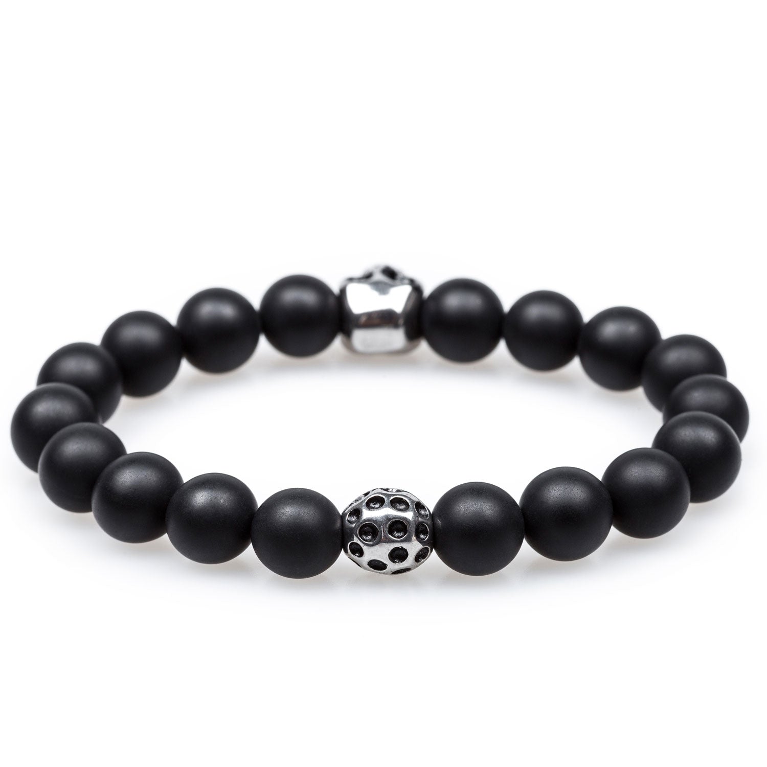 All Soul's Matte Onyx Silver Skull Bracelet