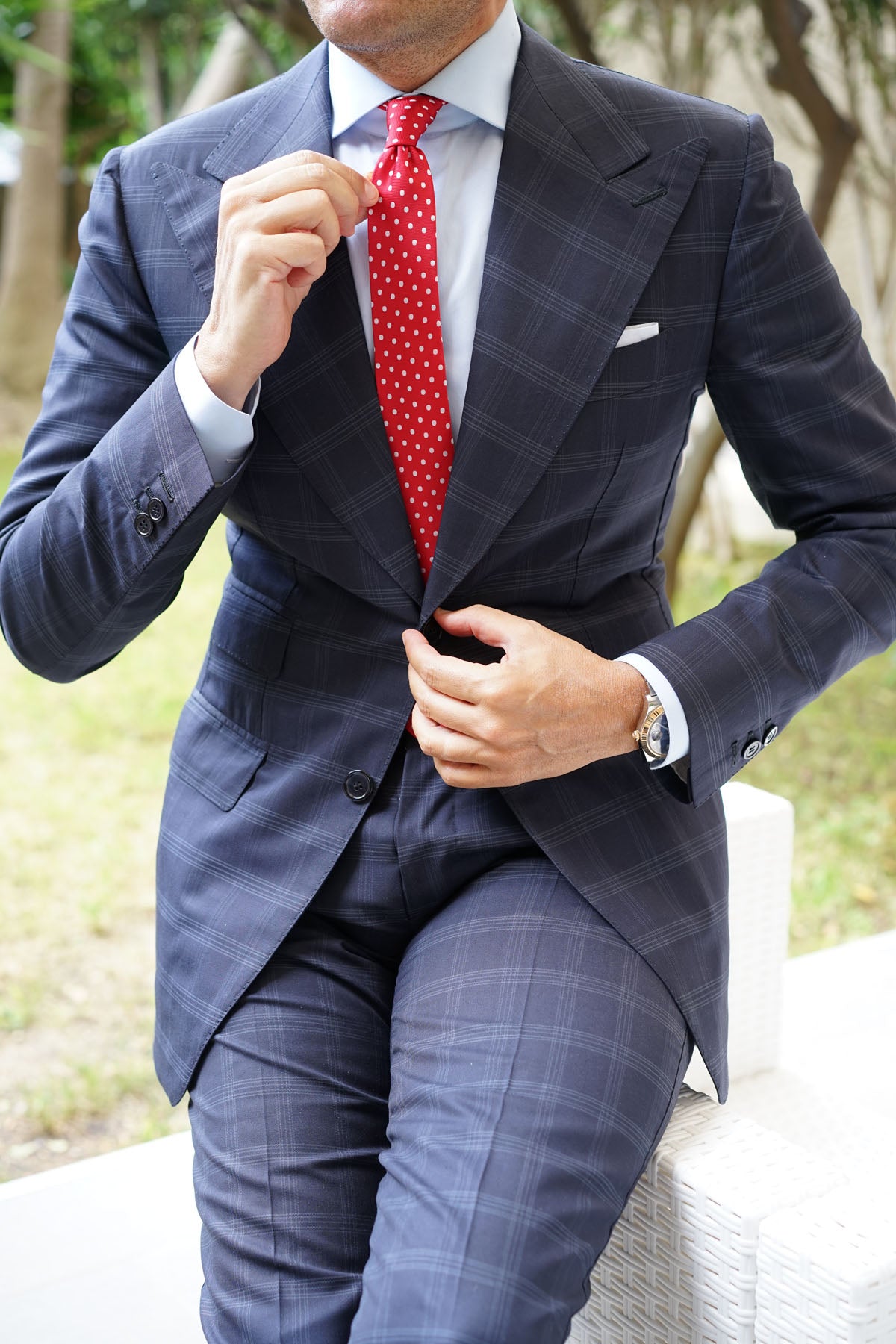 Royal Red Polka Dots Skinny Tie