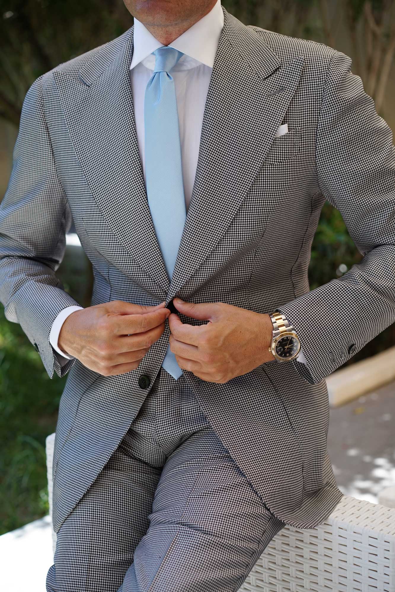 Capri Blue Twill Skinny Tie