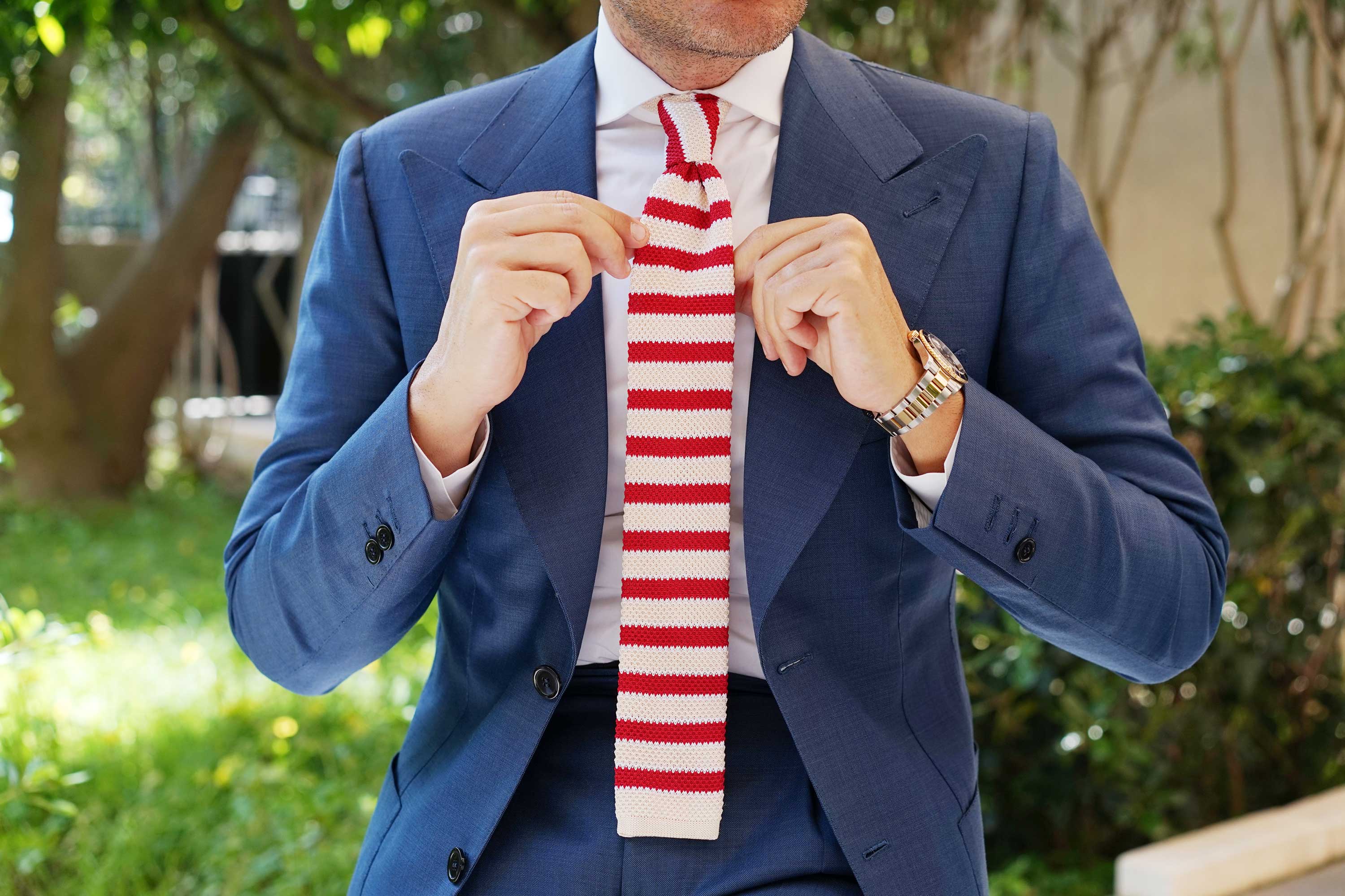 Mark Hanna Red Striped Knitted Tie