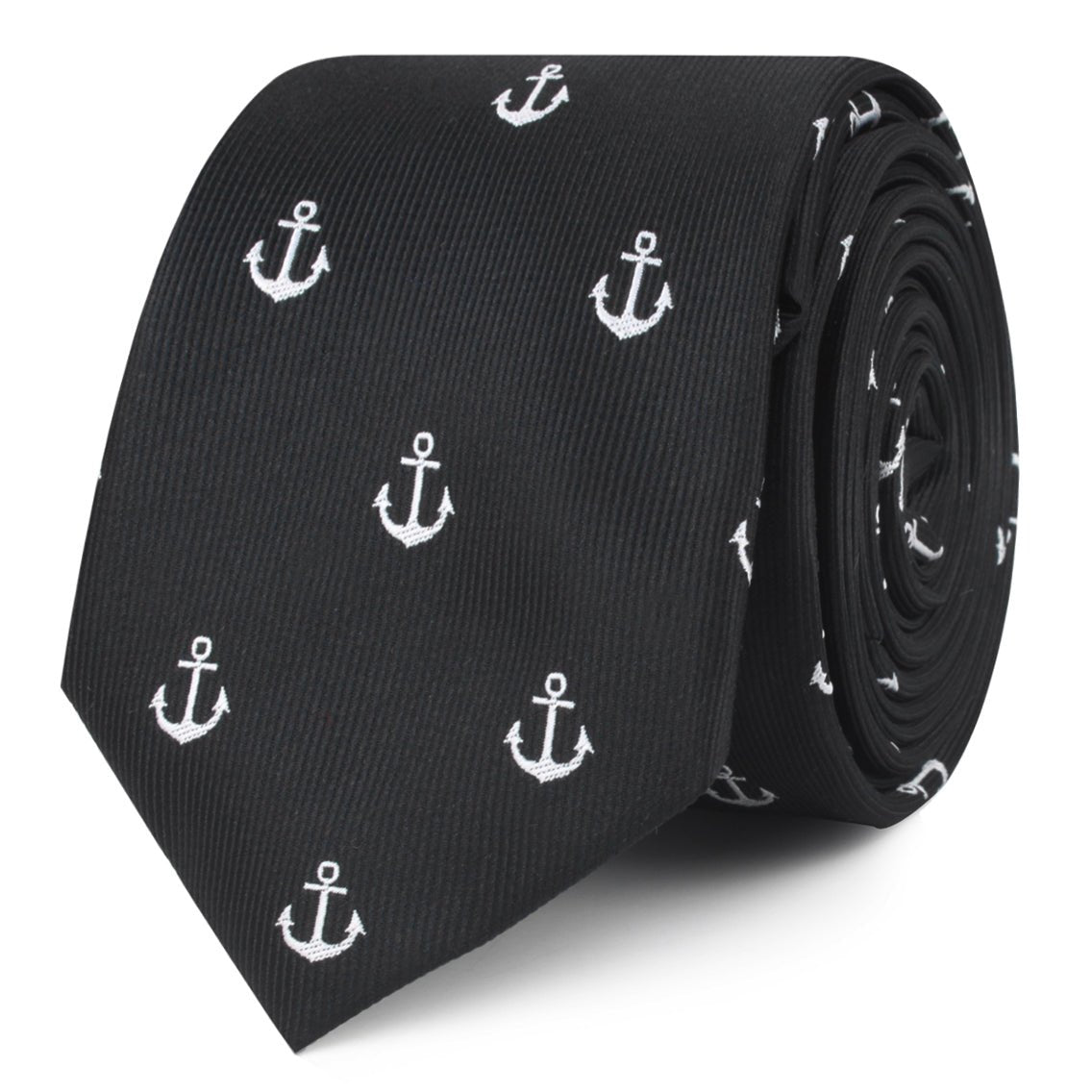 Black Anchor Skinny Tie