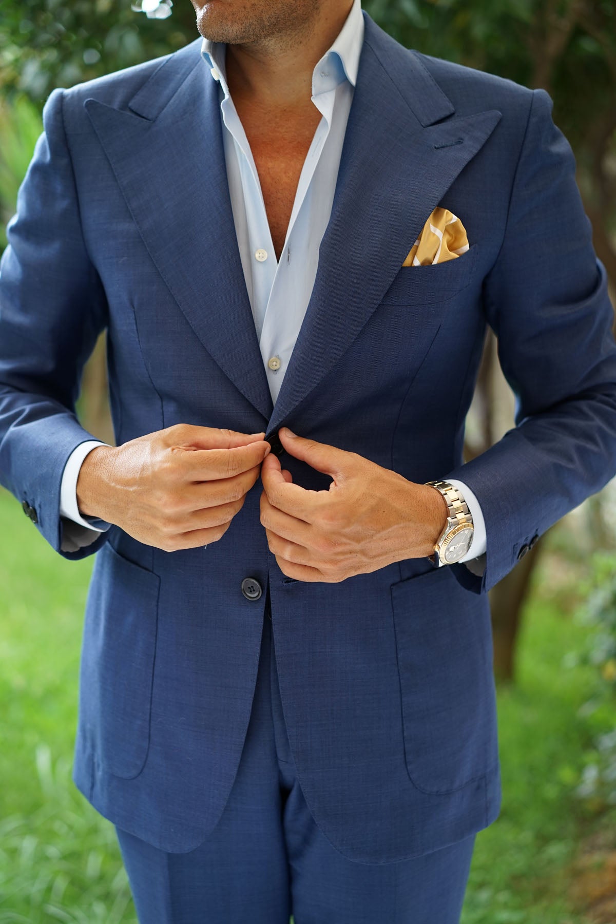 Gold Striped Pocket Square