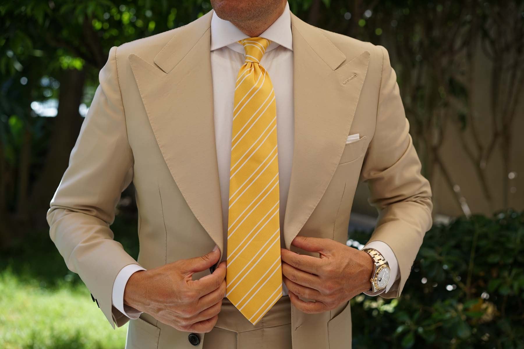 Sunflower Yellow Double Stripe Necktie