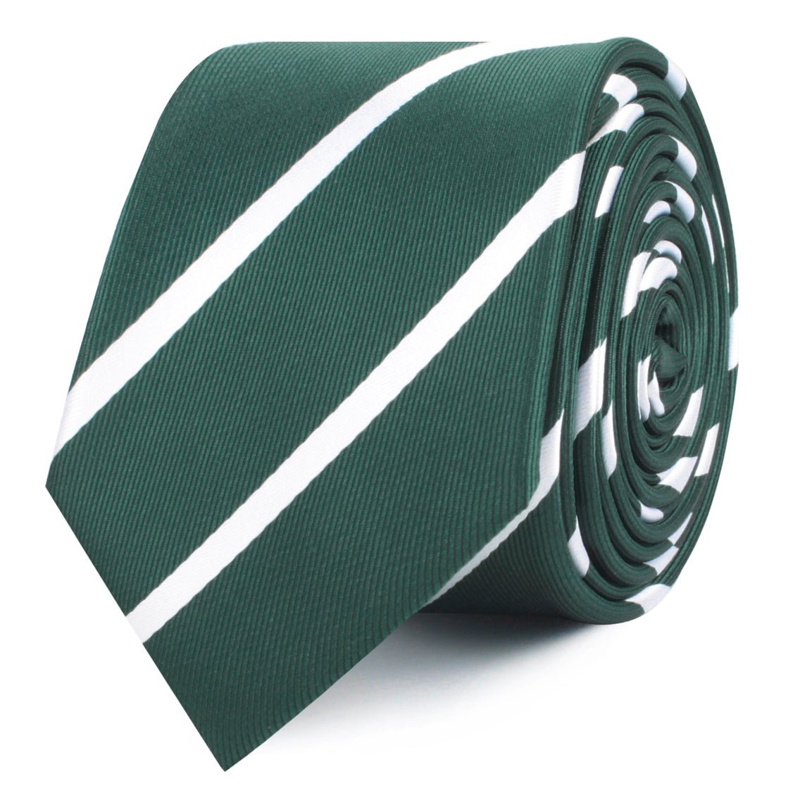 Forest Green Striped Skinny Tie