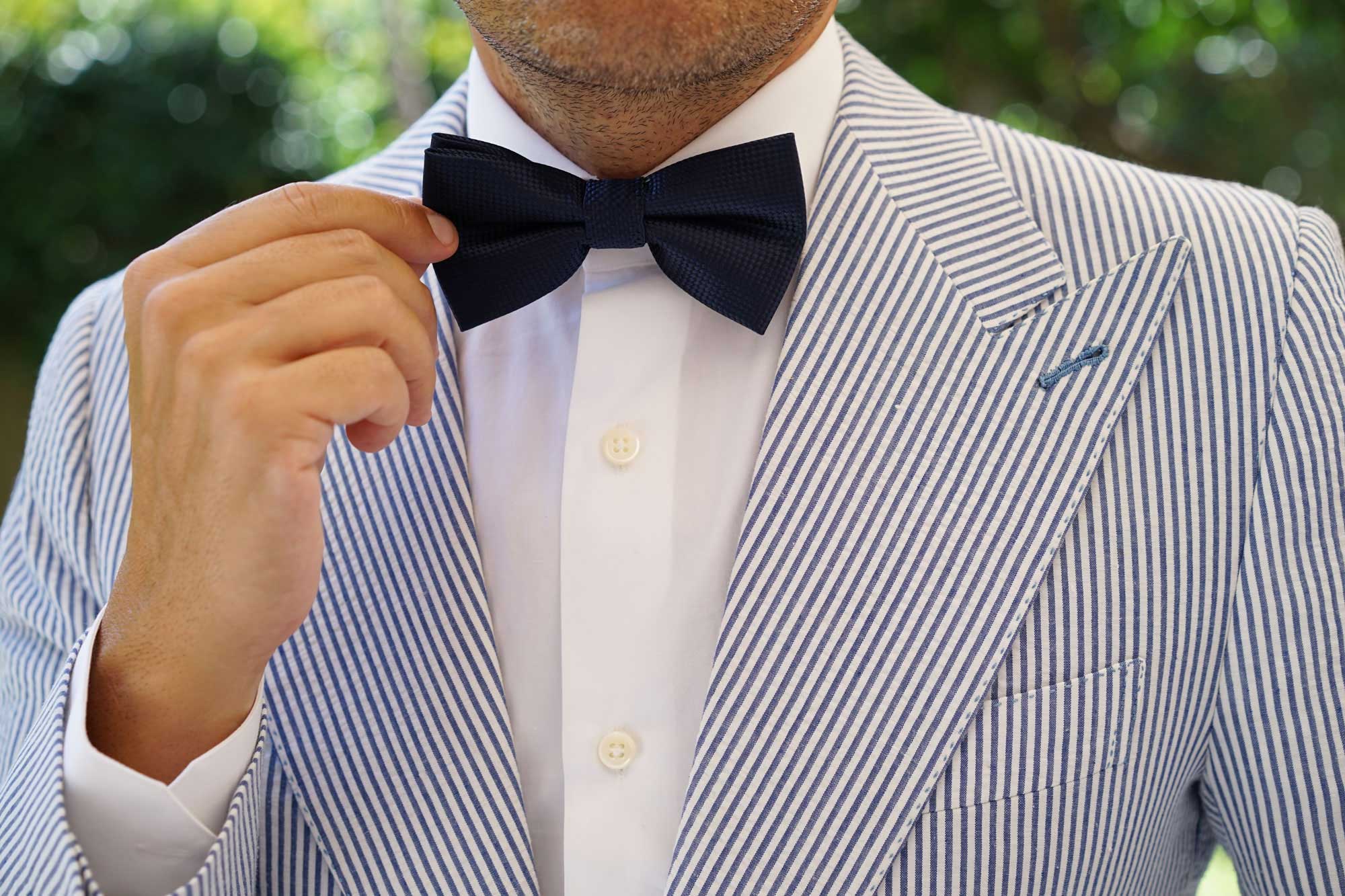 Midnight Blue Oxford Weave Bow Tie