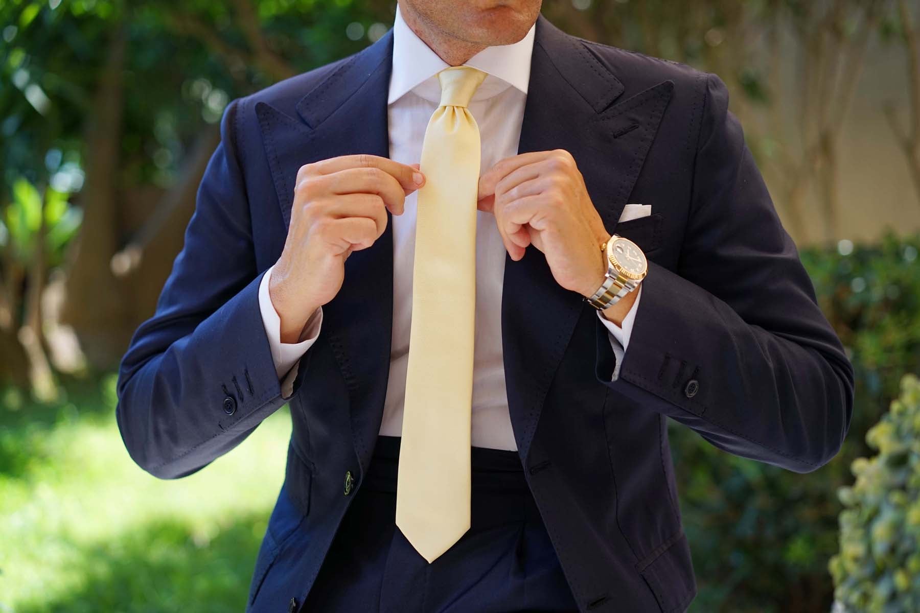 Canary Blush Yellow Weave Skinny Tie