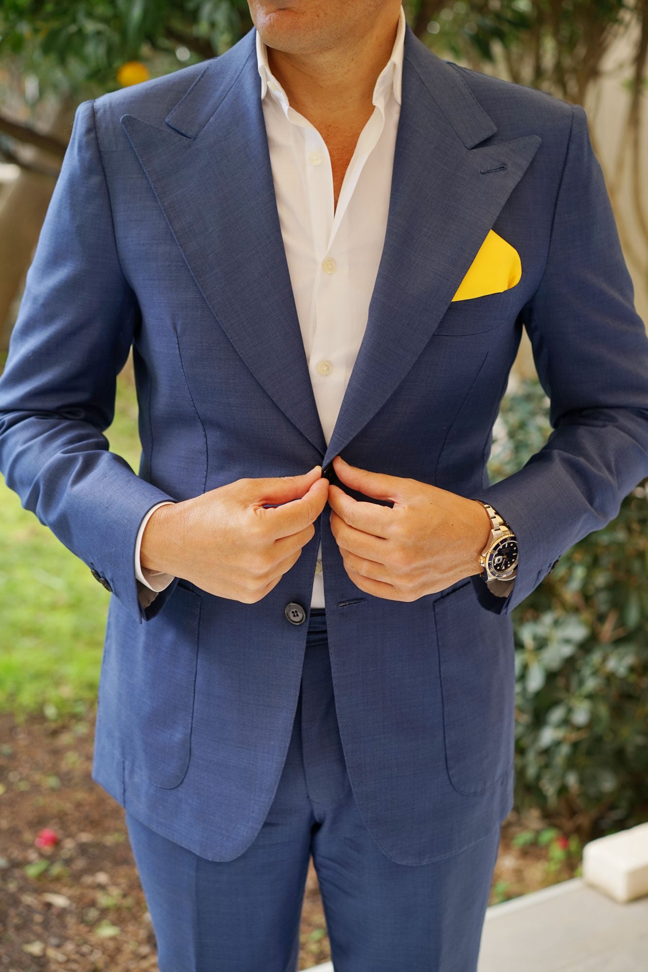 Sunflower Chrysanthemum Yellow Satin Pocket Square