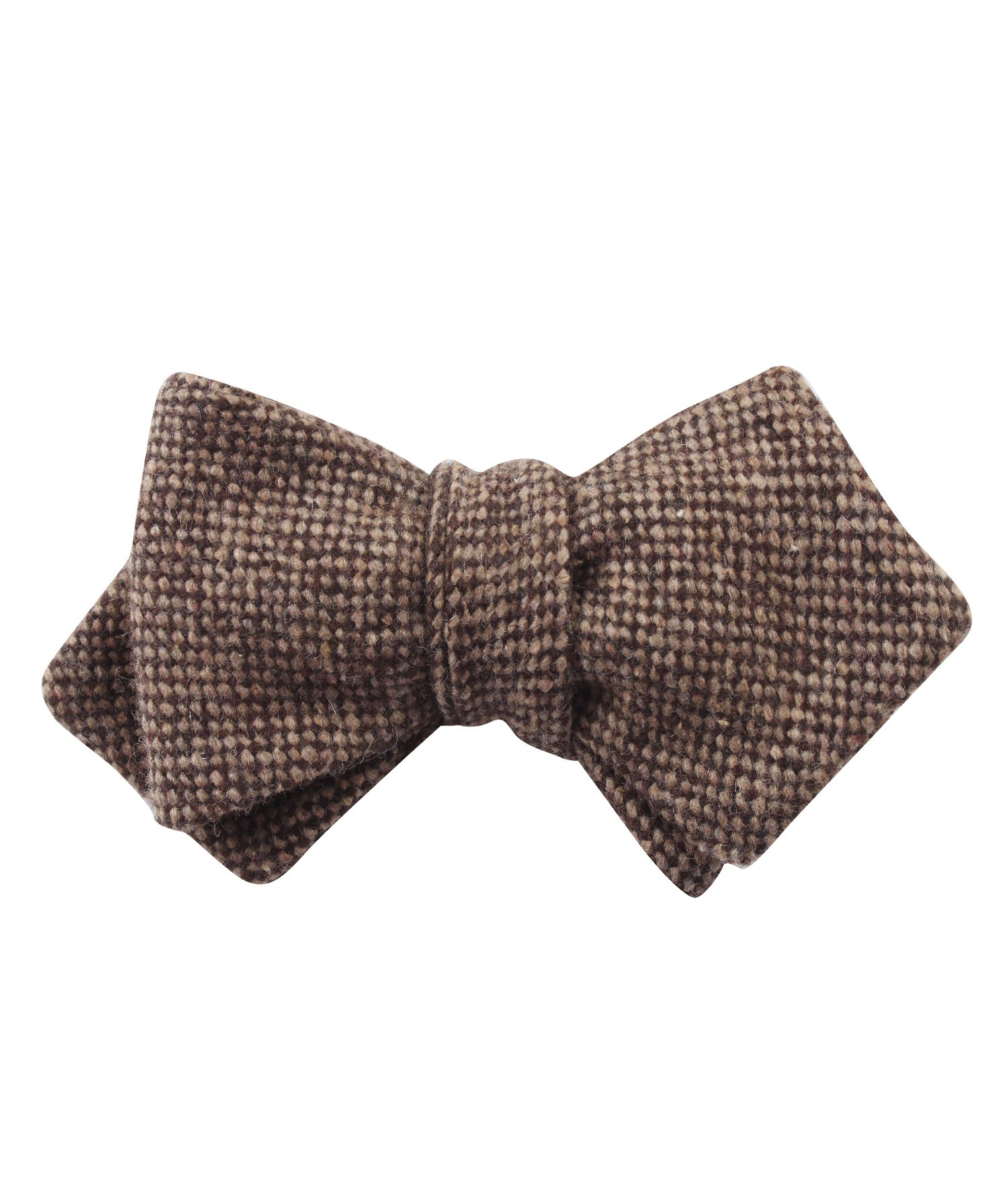 Brown Caramel English Wool Diamond Self Bow Tie