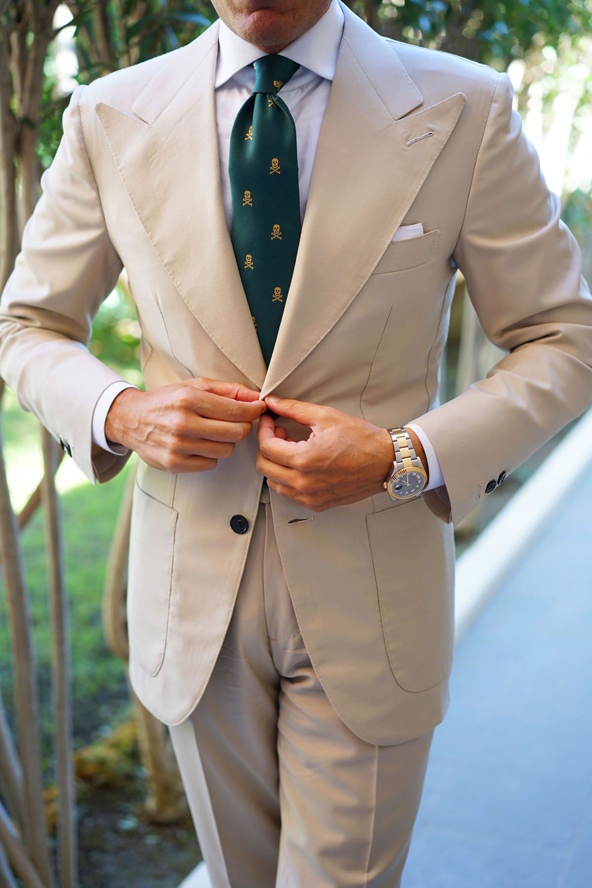 Skull & Crossbones Green Tie