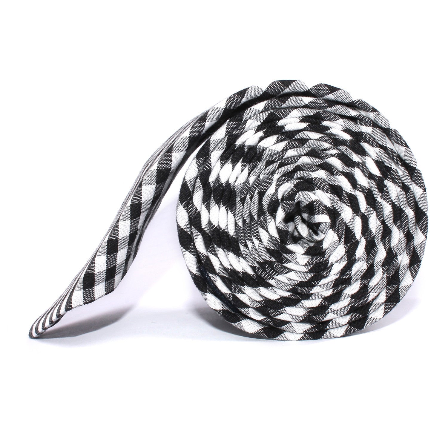 Black and White Gingham Cotton Skinny Tie