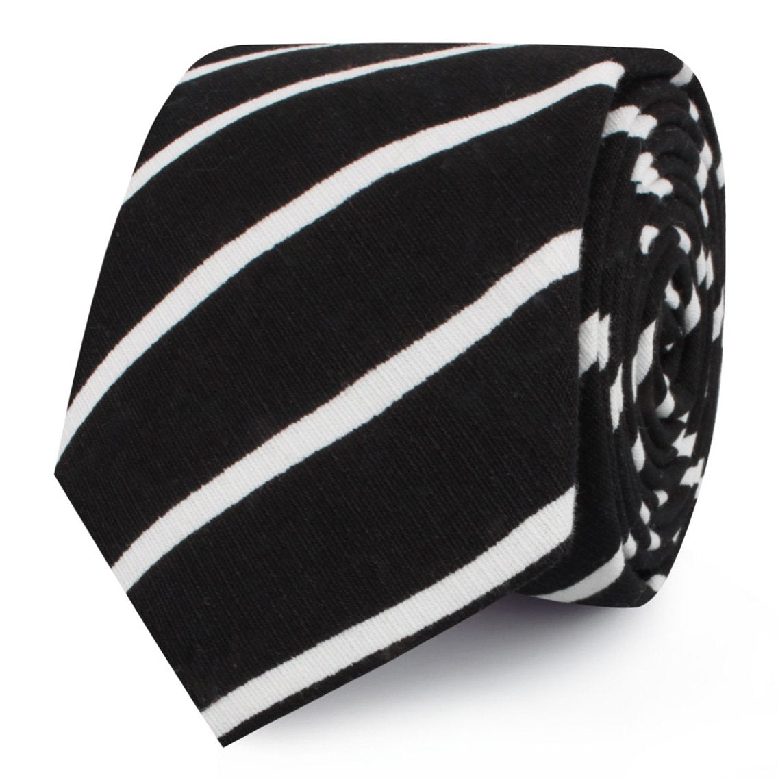 Onyx Black Pencil Striped Linen Skinny Tie