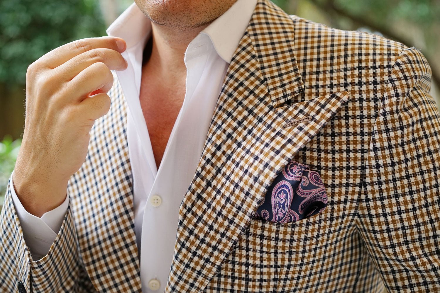 Qajar Dynasty Purple Paisley Pocket Square