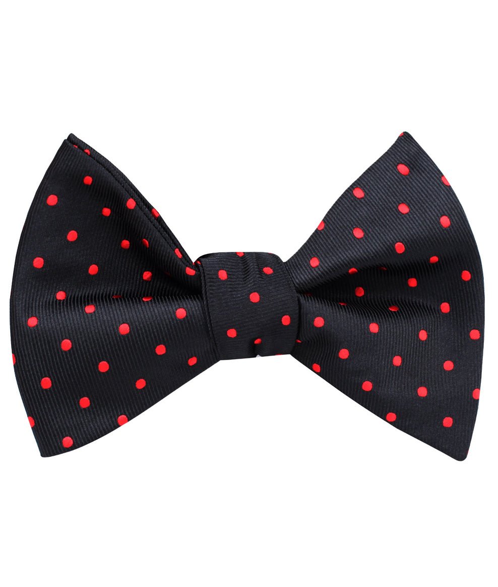 Black with Red Polka Dots Self Bow Tie