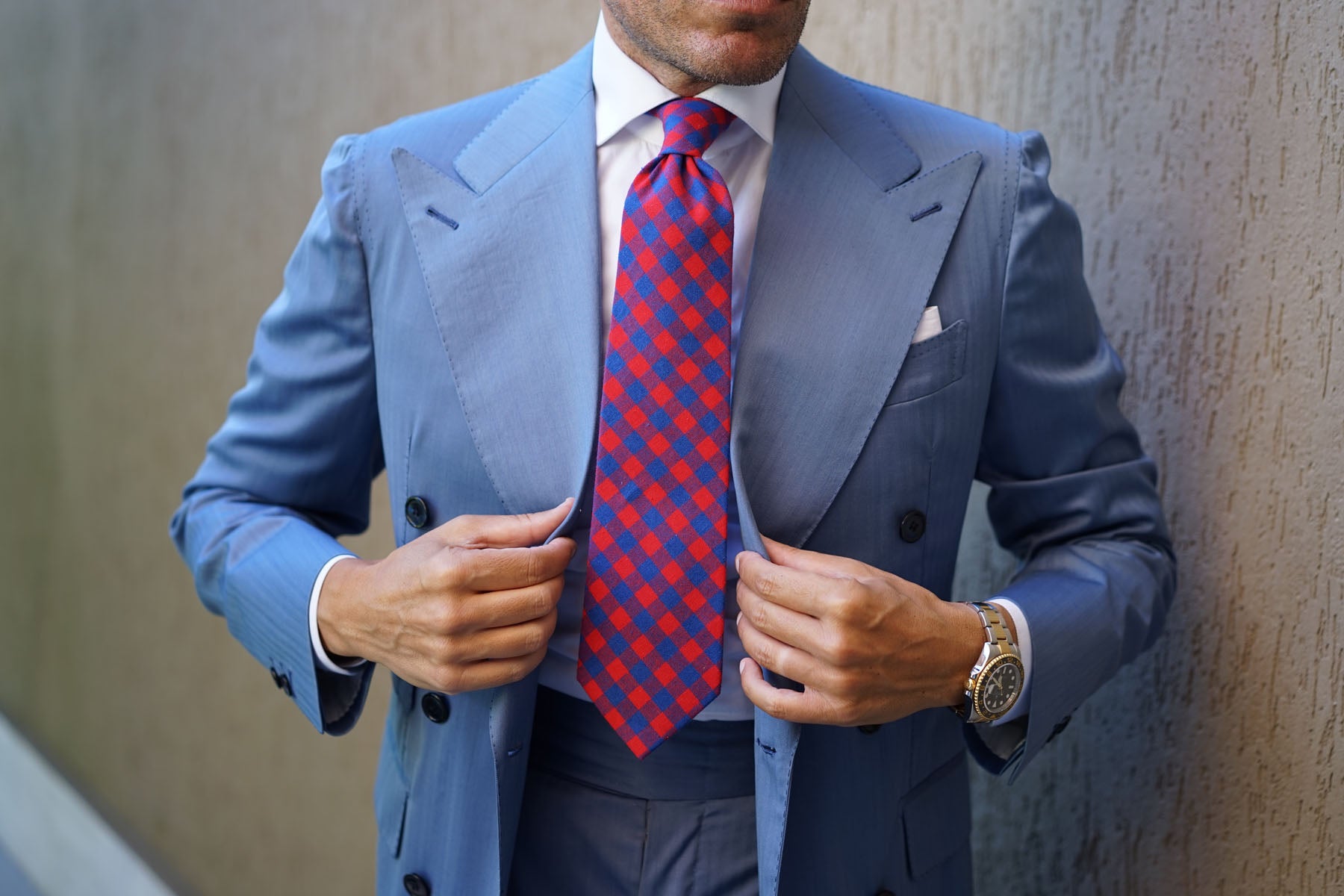 Blue & Red Gingham Tie