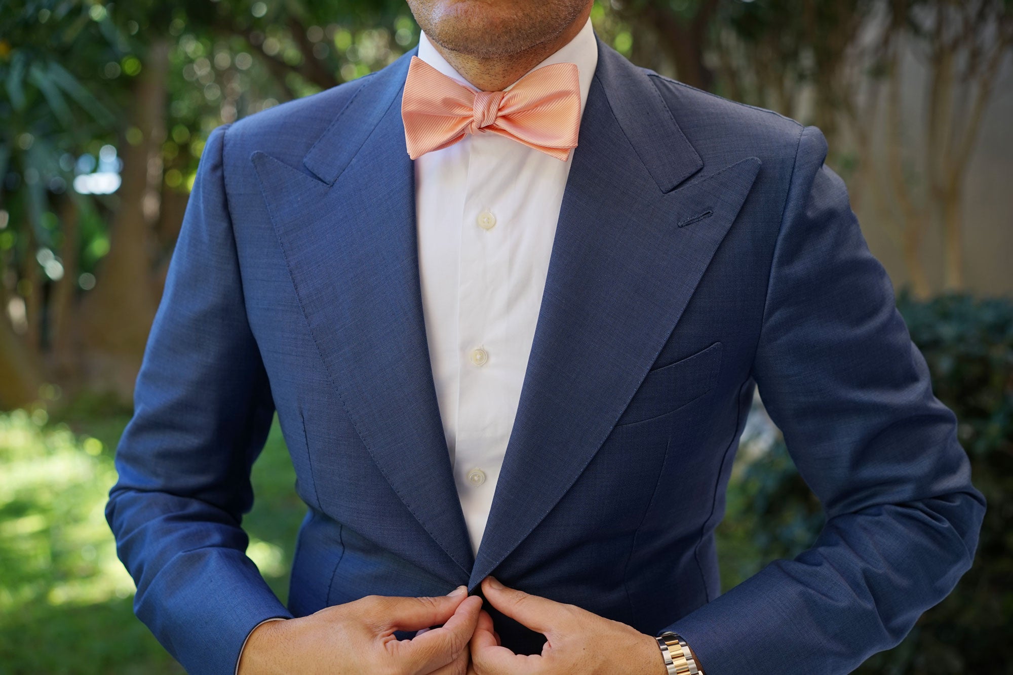 Salmon Frosty Pink Twill Self Bow Tie