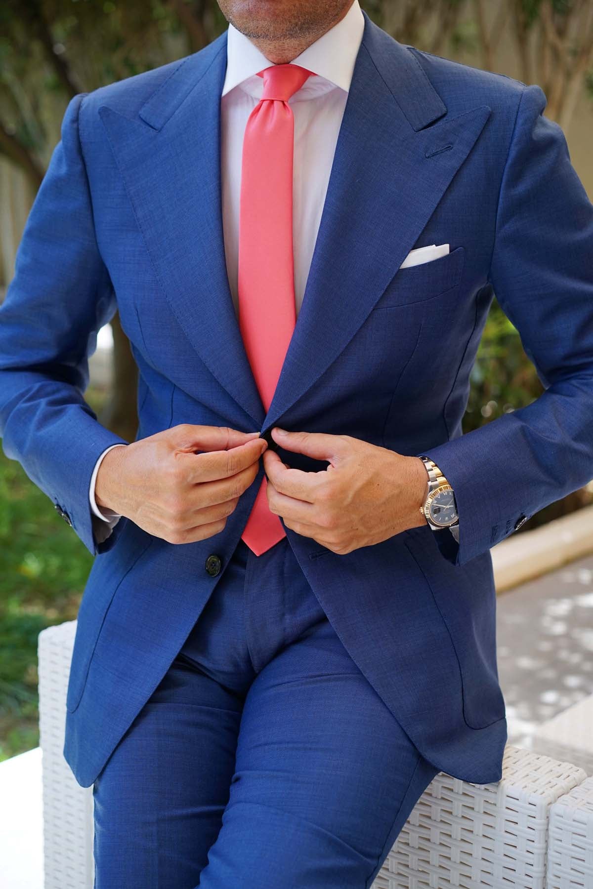 Coral Reef Satin Skinny Tie