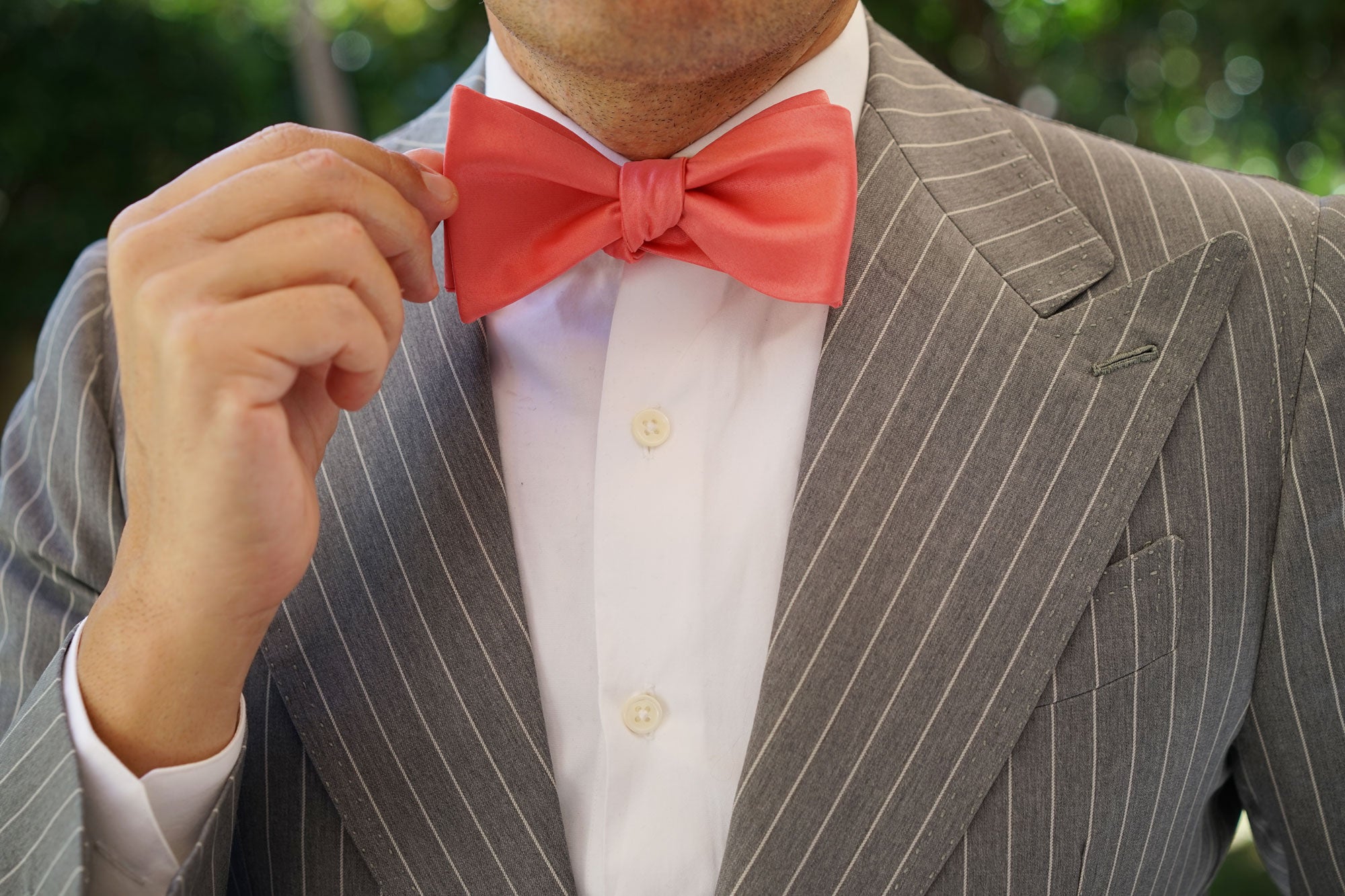 Coral Reef Satin Self Bow Tie