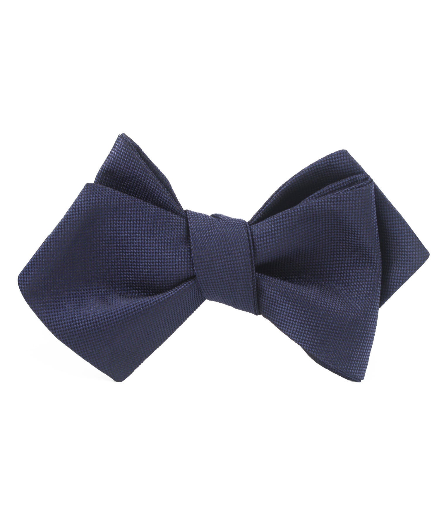 Nude Navy Blue Diamond Self Bow Tie