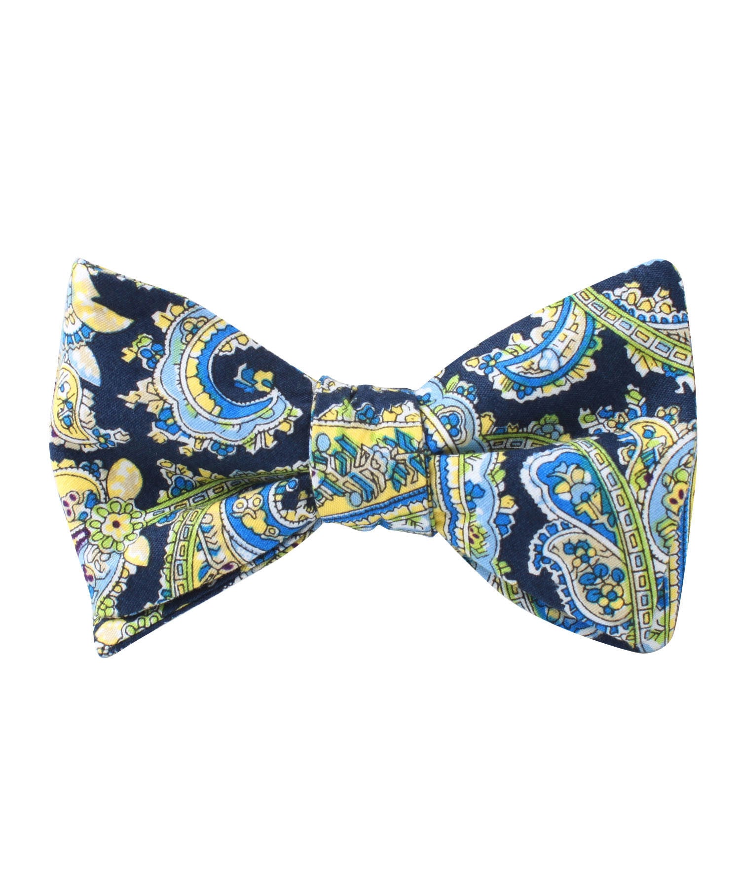 Vivara Yellow on Blue Paisley Self Bow Tie