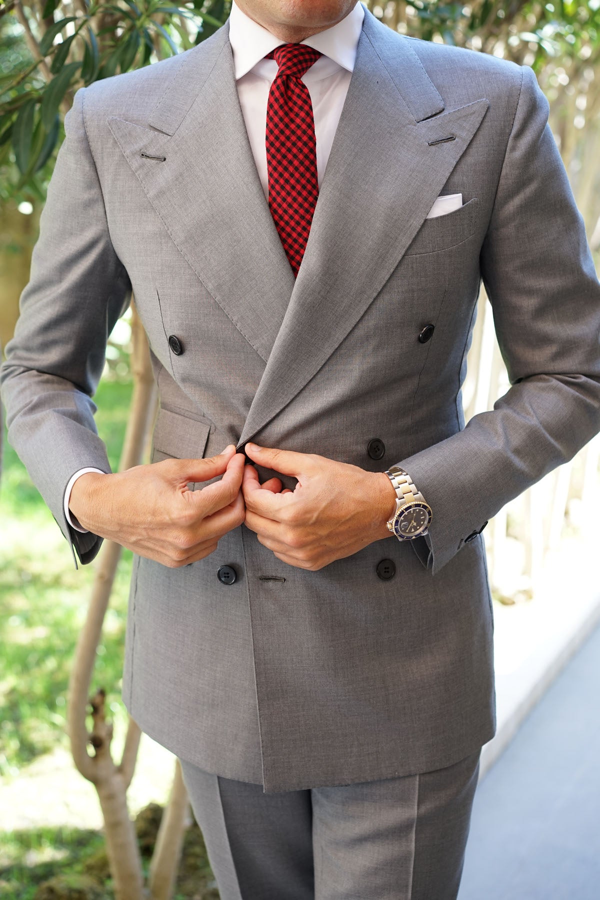 Red Belfast Gingham Skinny Tie