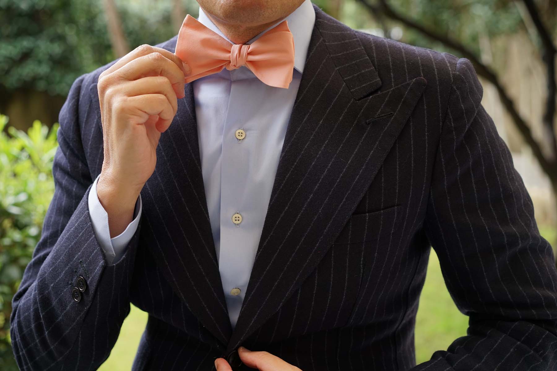 Peach Cotton Self Tie Bow Tie