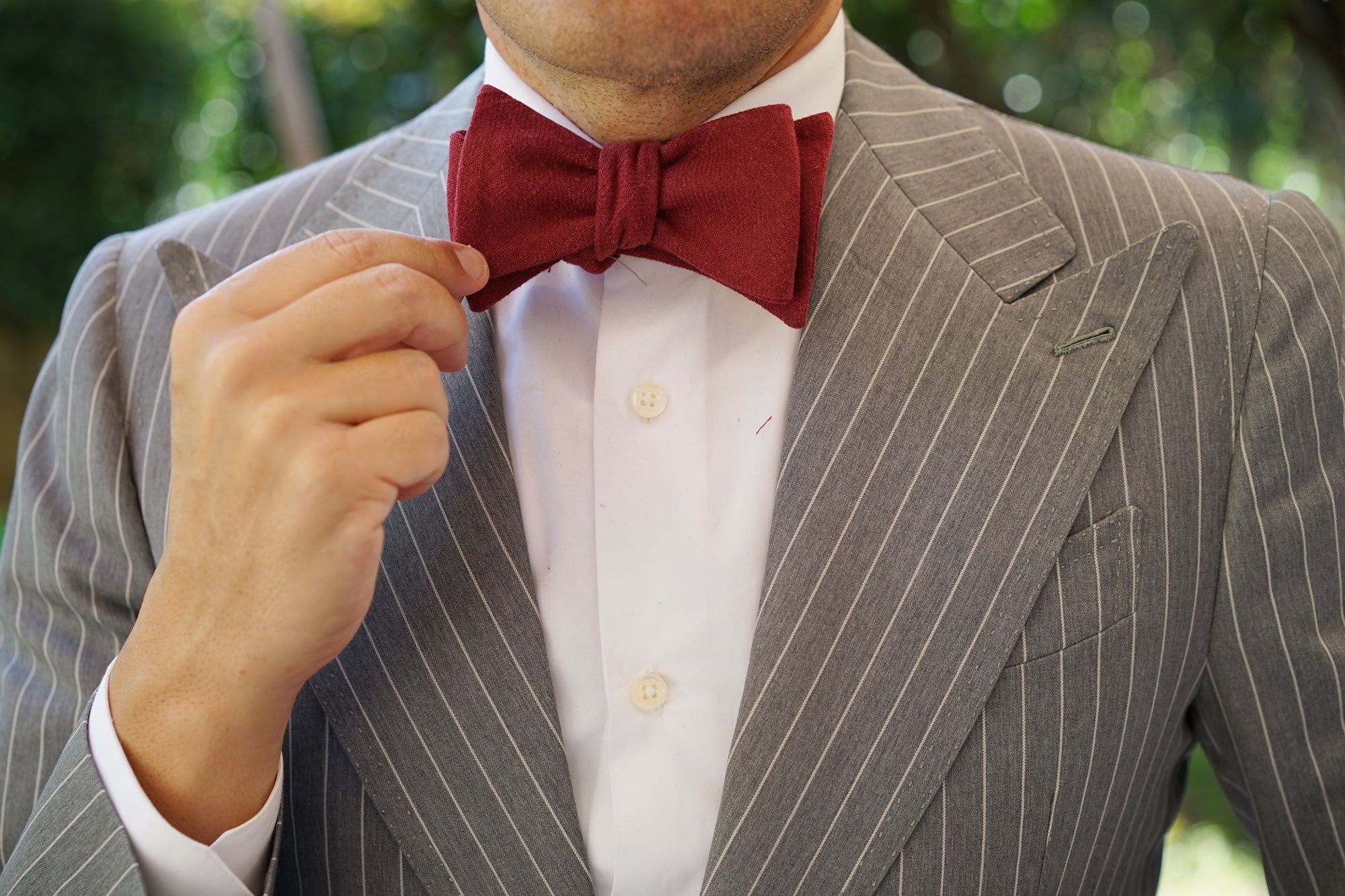 Cabernet Burgundy Linen Self Bow Tie