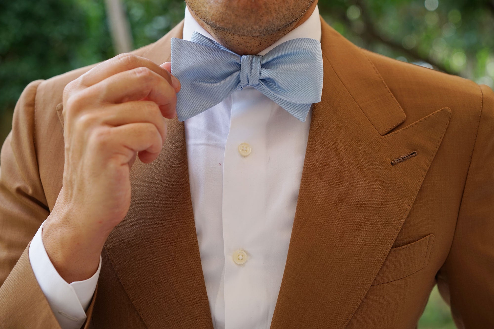 Dusty Ice Blue Weave Self Bow Tie