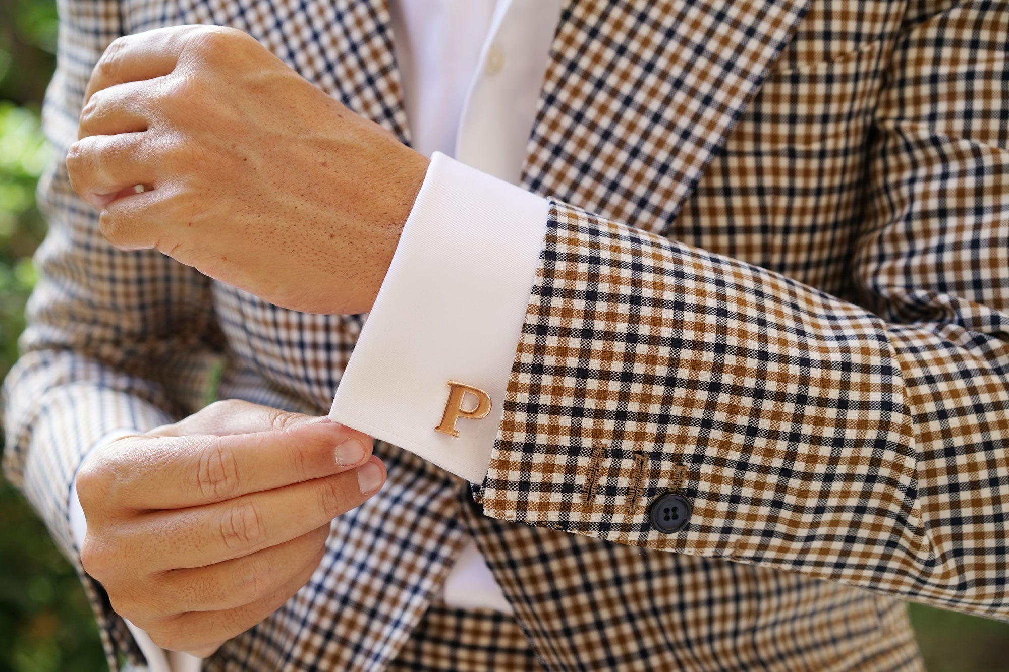 Rose Gold Letter P Cufflinks